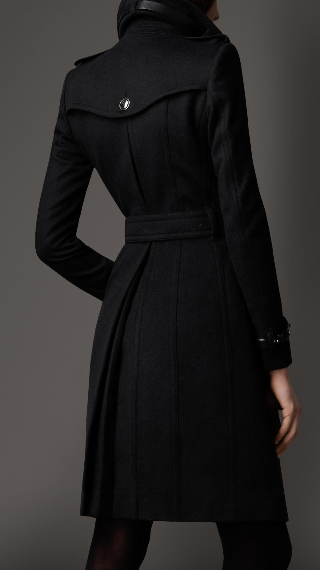 Lyst - Burberry Long Wool Cashmere Regimental Trench Coat in Black