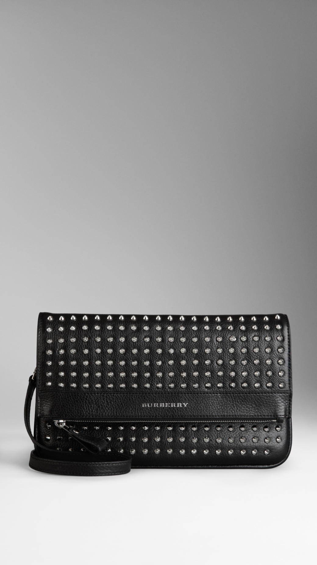 Lyst Burberry Studded Leather Foldover Crossbody Bag in Black