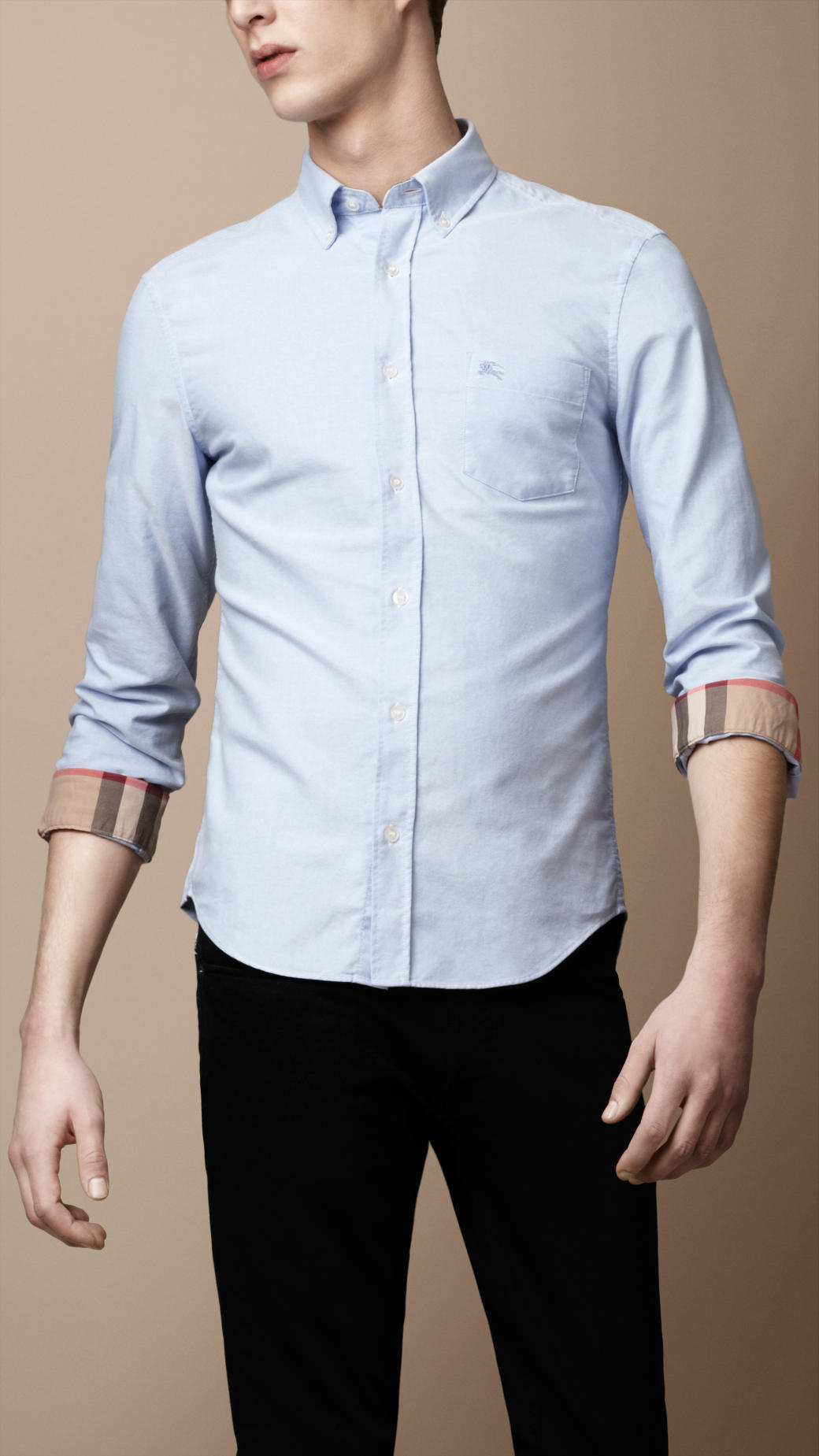 Burberry Buttondown Cotton Shirt in Blue for Men | Lyst