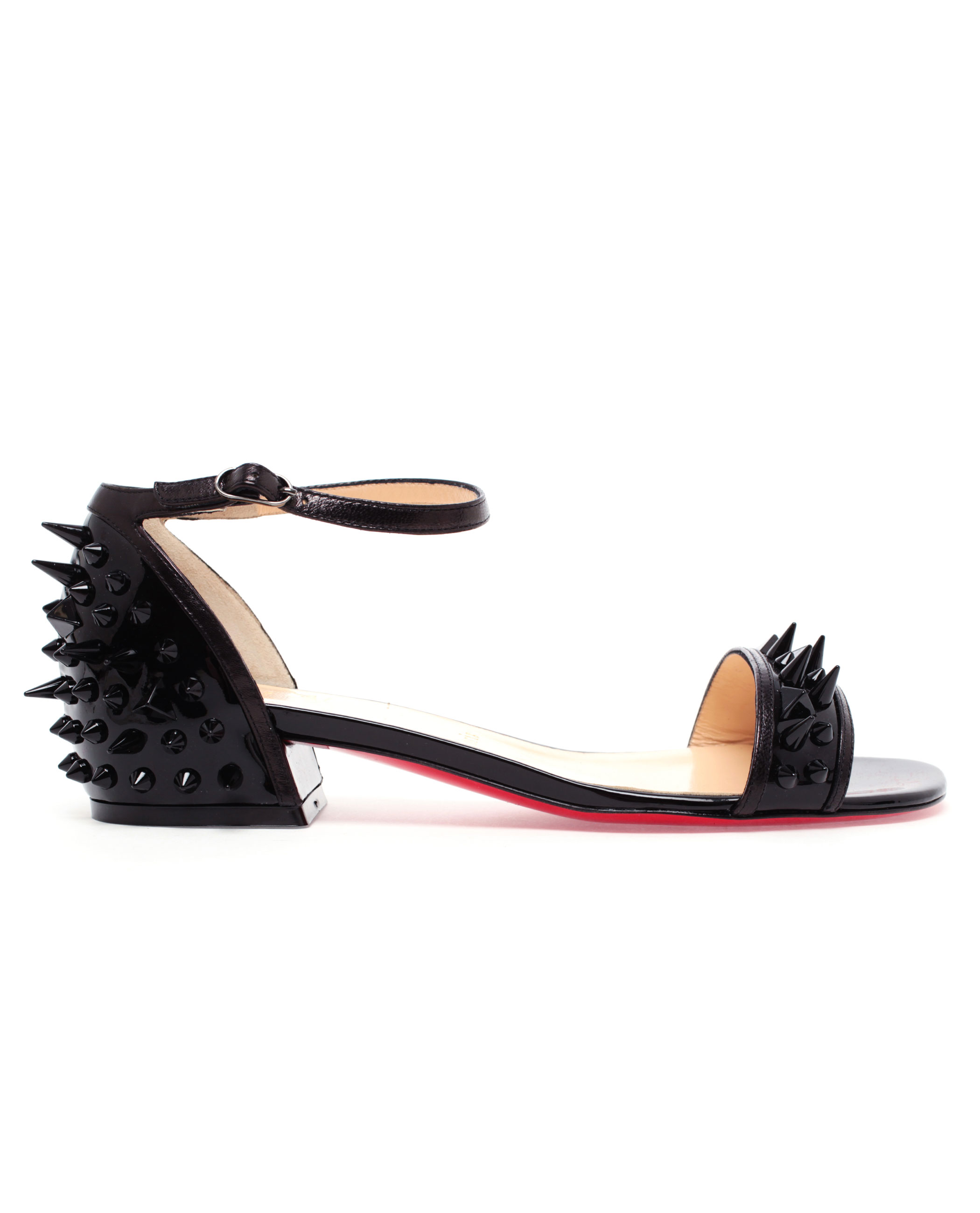 christian louboutin Druide Spike sandals Black patent leather ...  