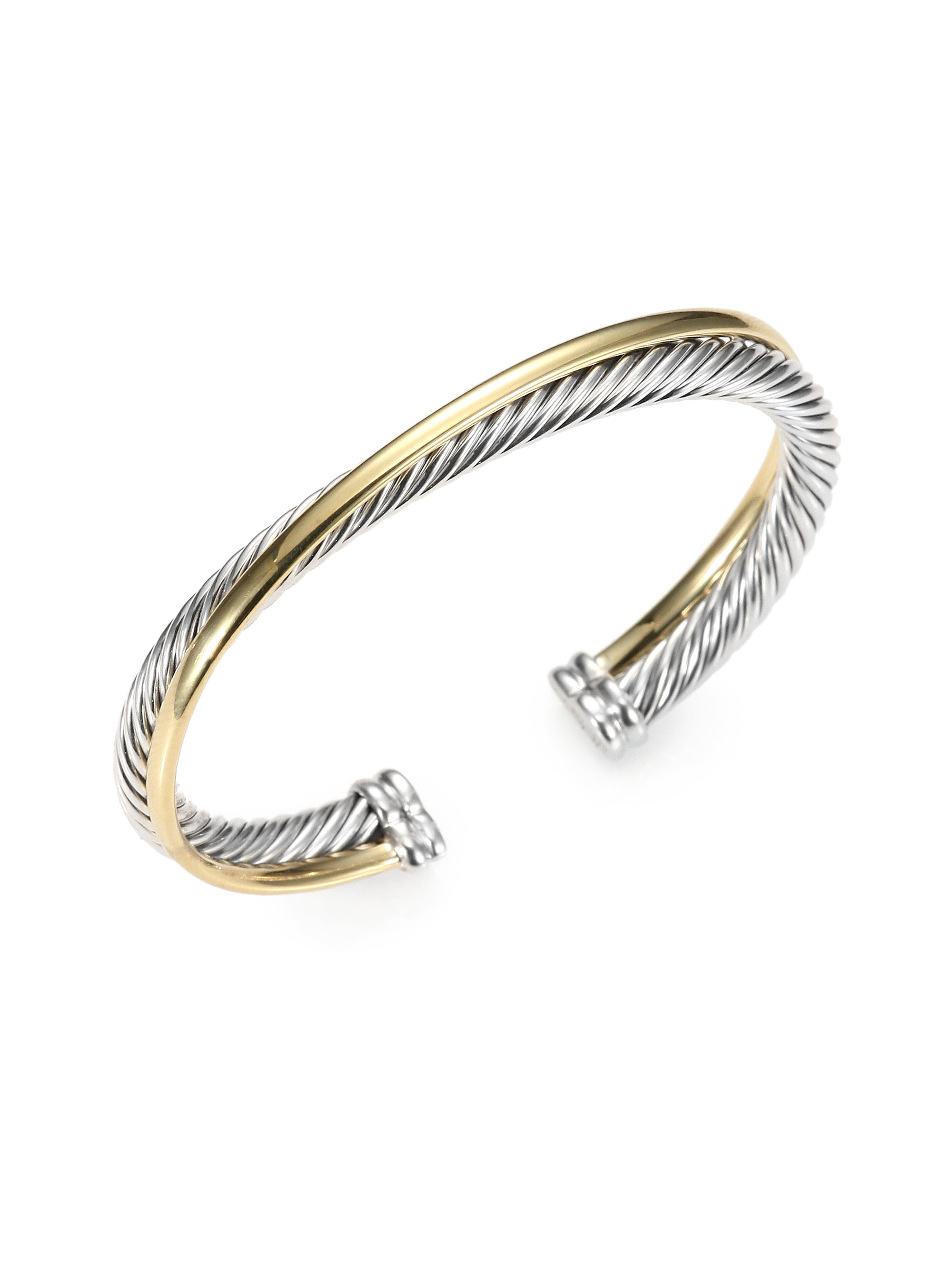 David Yurman | Gray Sterling Silver 18k Gold Cuff Bracelet for Men | Lyst