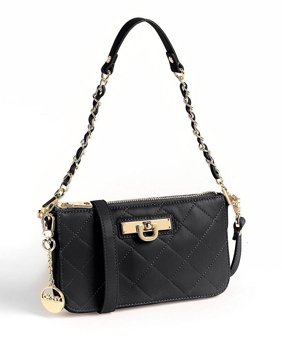 Dkny Nappa Convertible Quilted Leather Clutch Handbag in Black | Lyst