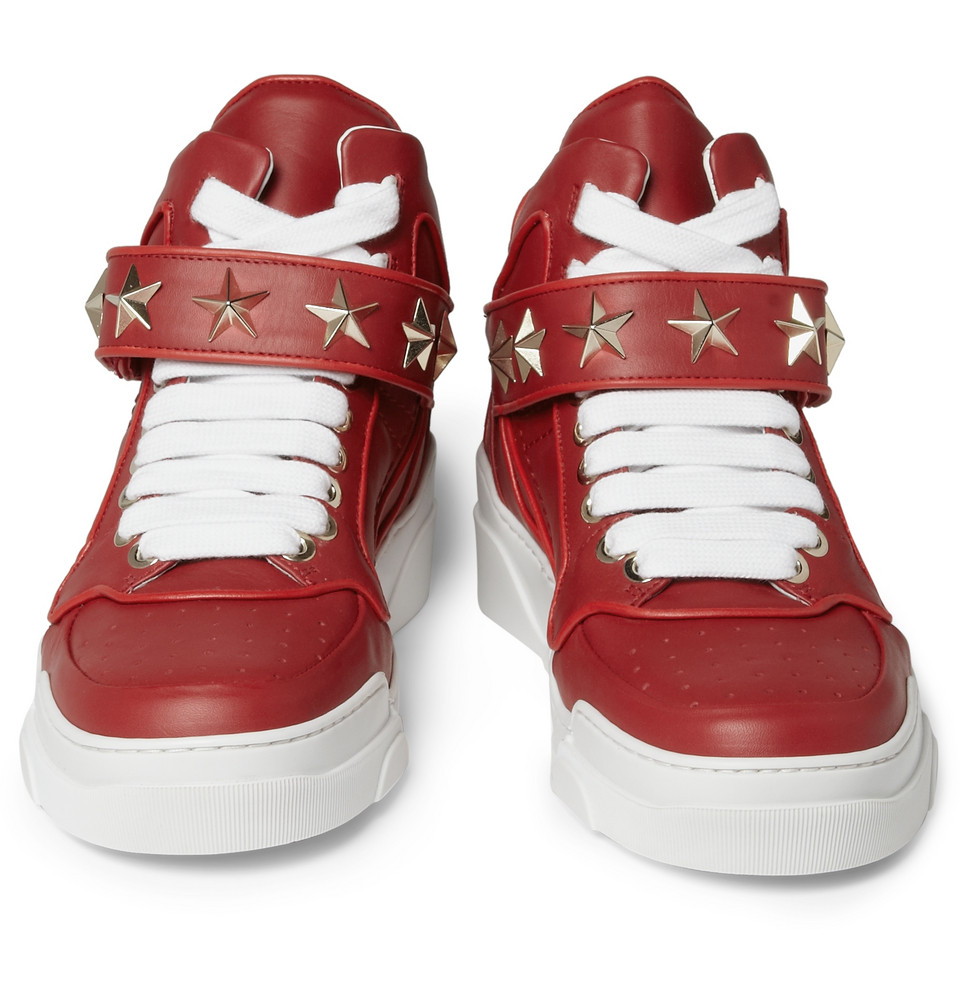 Givenchy Starembellished Leather High Top Sneakers in Red ...