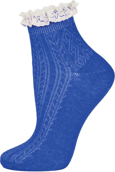 Topshop Cobalt Lace Trim Ankle Socks in Blue (bolt blue) | Lyst