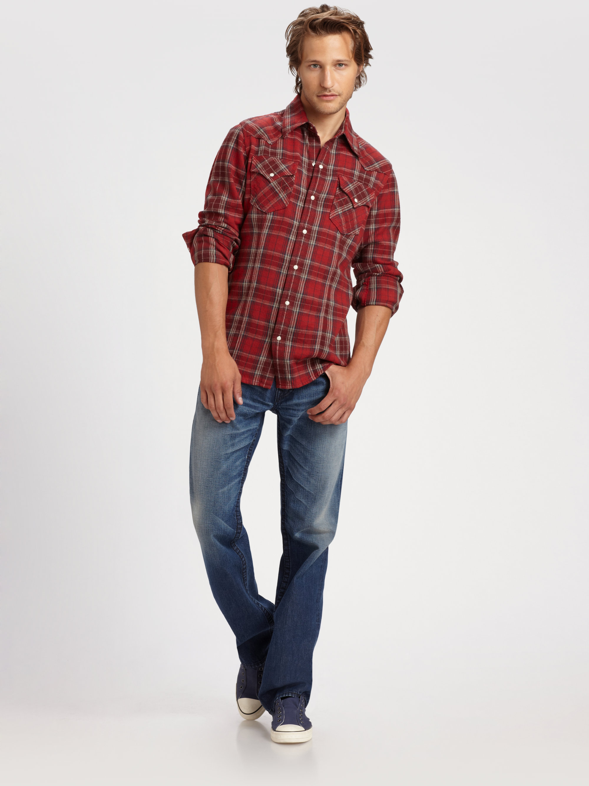 True Religion Flannel Western Shirt in 