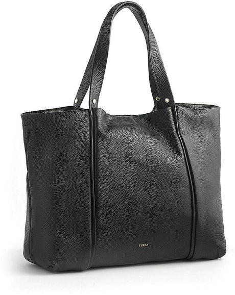 Furla Gaia Leather Shopper Tote Bag in Black (onyx) | Lyst