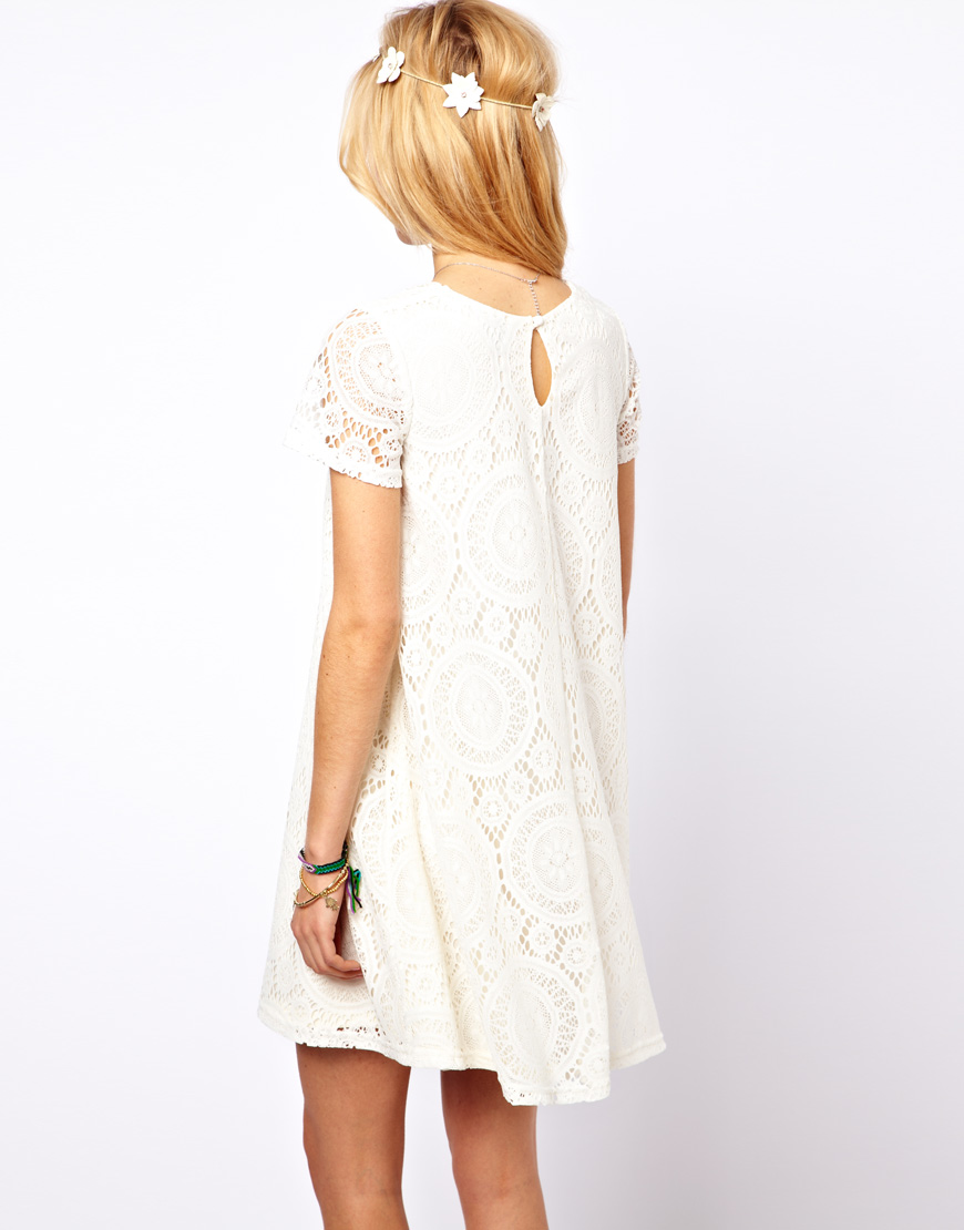 white lace swing dress