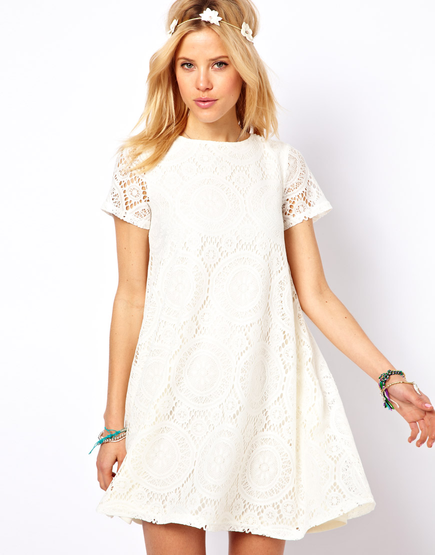 beige swing dress