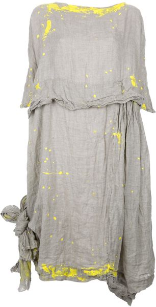 Daniela Gregis Paint Effect Dress in Yellow (grey) | Lyst