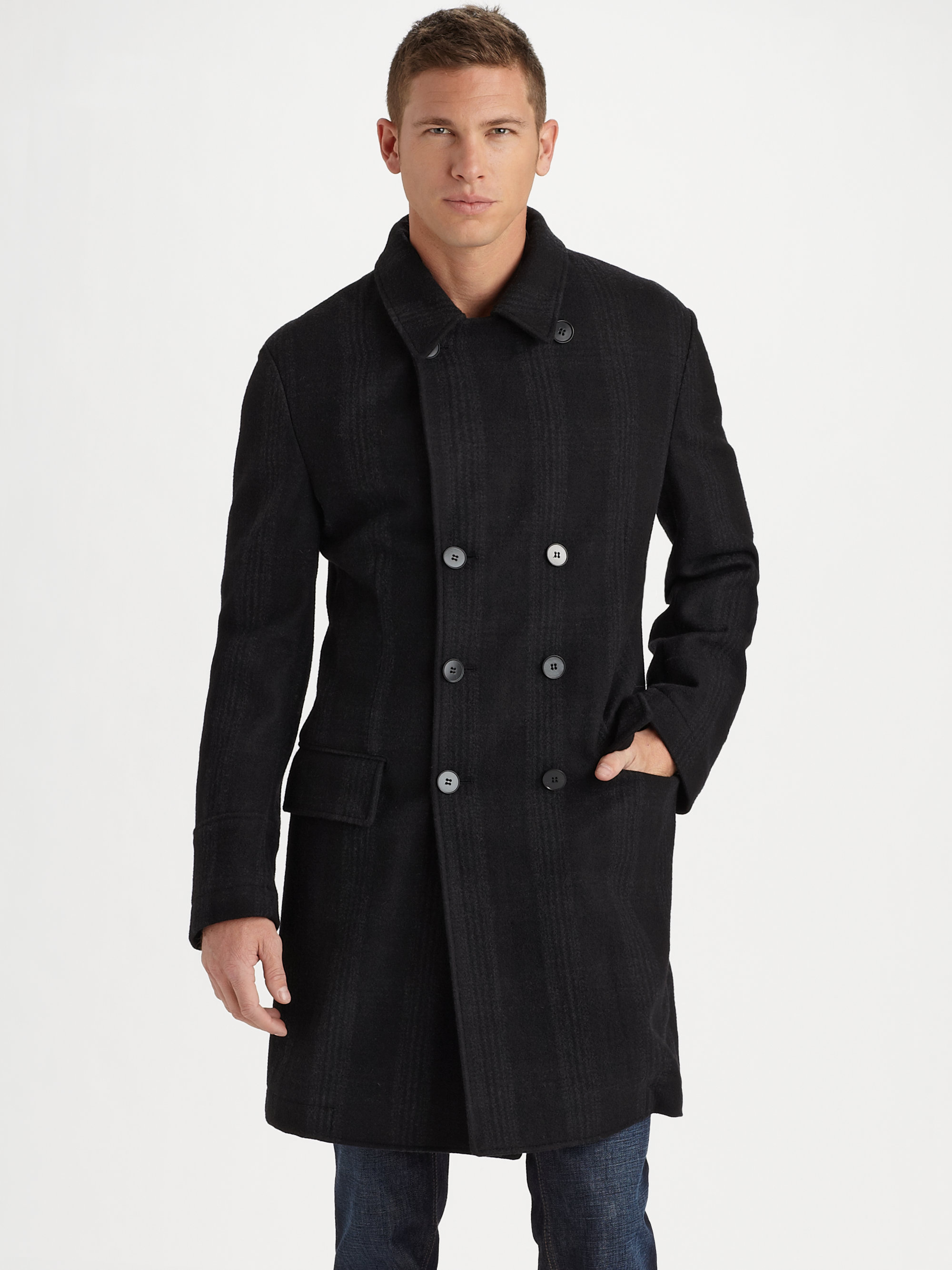 Dolce & Gabbana Doublebreasted Wool Coat in Black for Men | Lyst