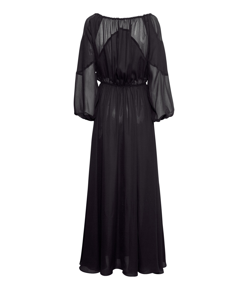H&M Chiffon Maxi Dress in Black - Lyst