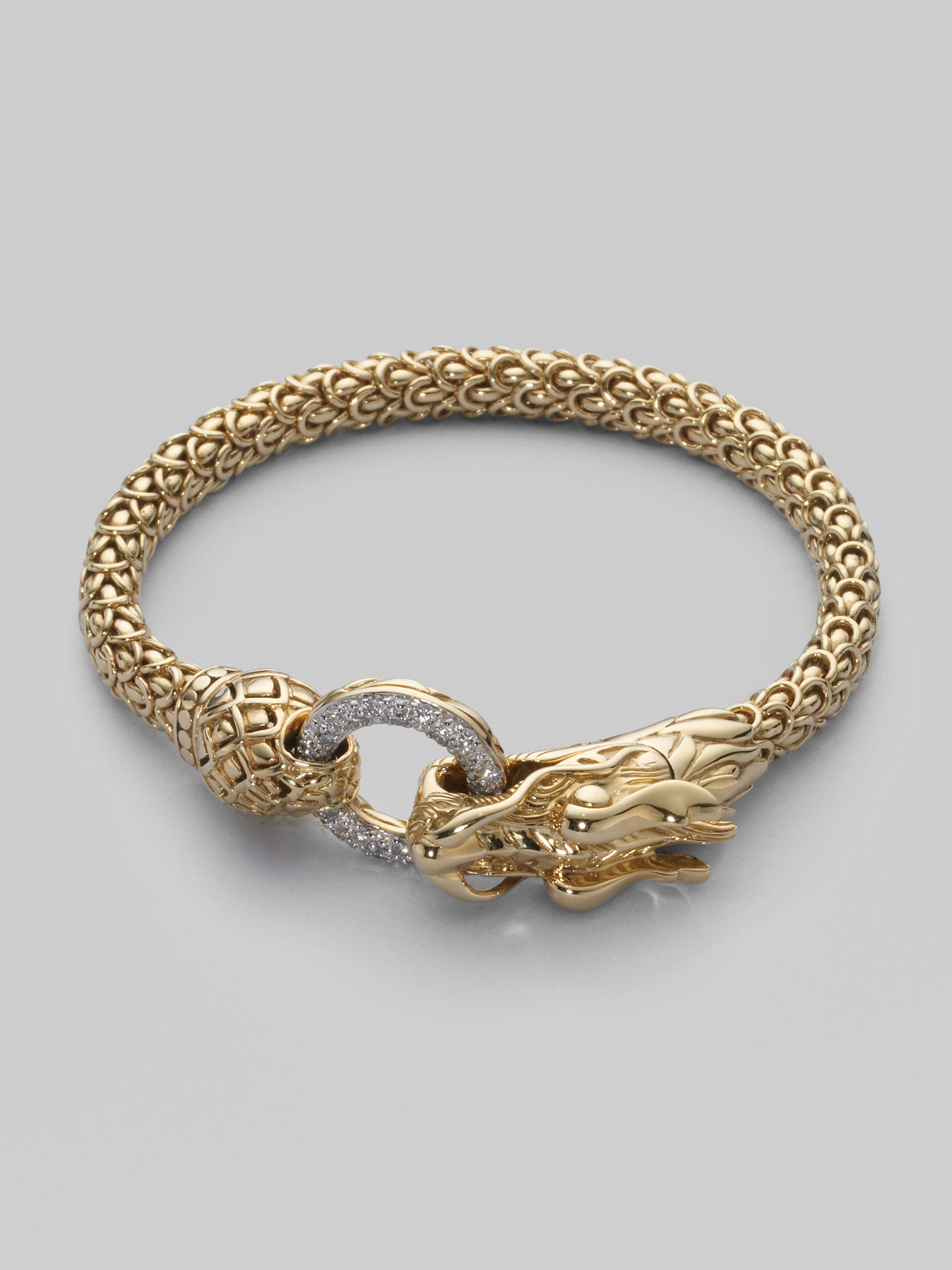 John Hardy Diamond & 18k Gold Dragon Bracelet in Metallic | Lyst