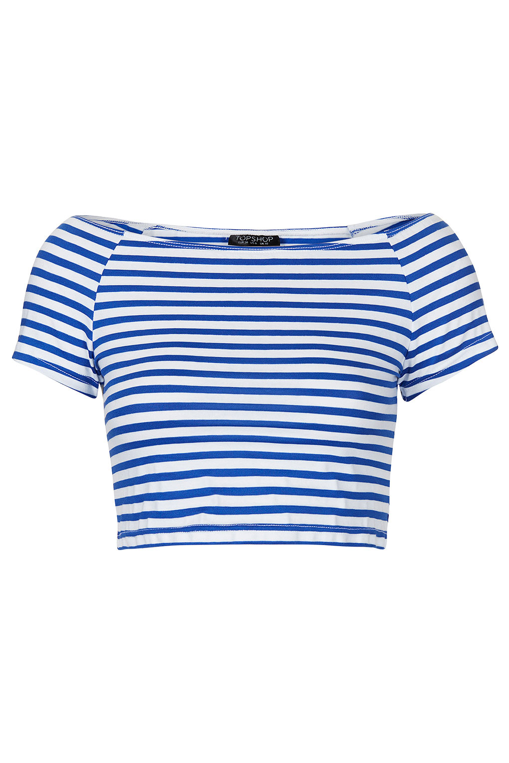 TOPSHOP Stripe Bardot Crop Top in Blue (White) - Lyst