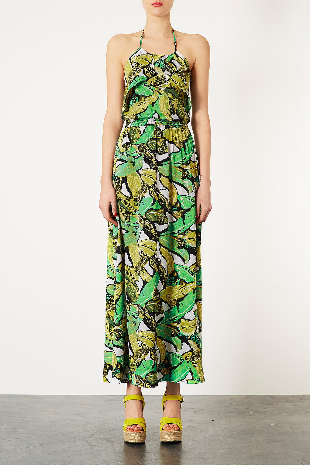 Topshop Banana Leaf Maxi Dress in Green | Lyst