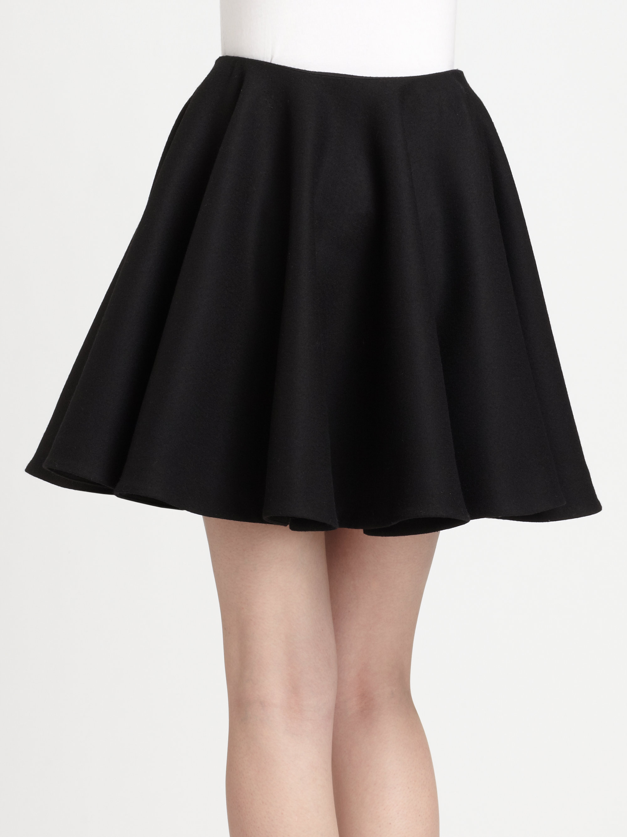 Alexander mcqueen Wool Godet Mini Skirt in Black | Lyst