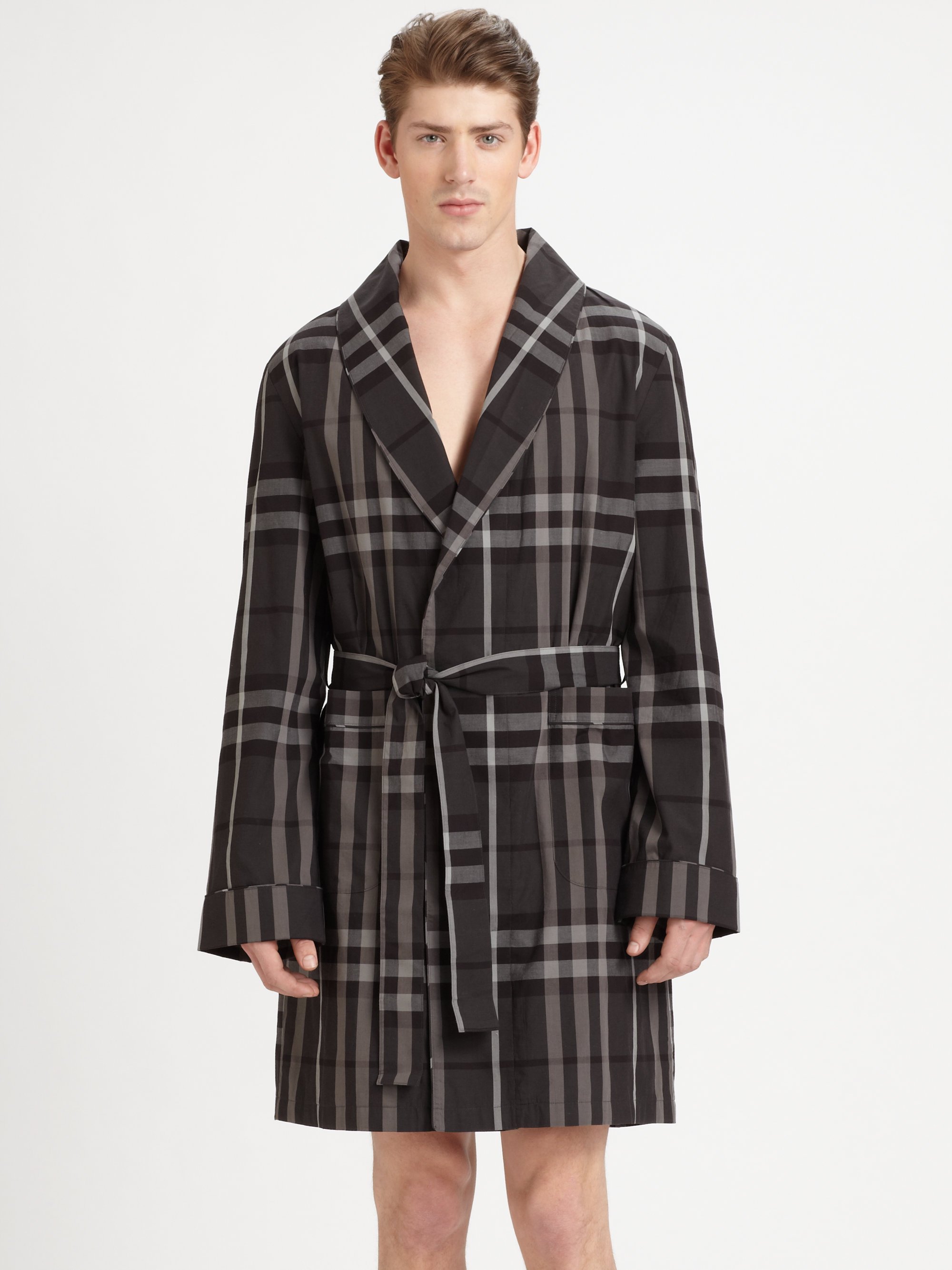 Burberry Check Robe in Dark Charcoal (Black) for Men - Lyst