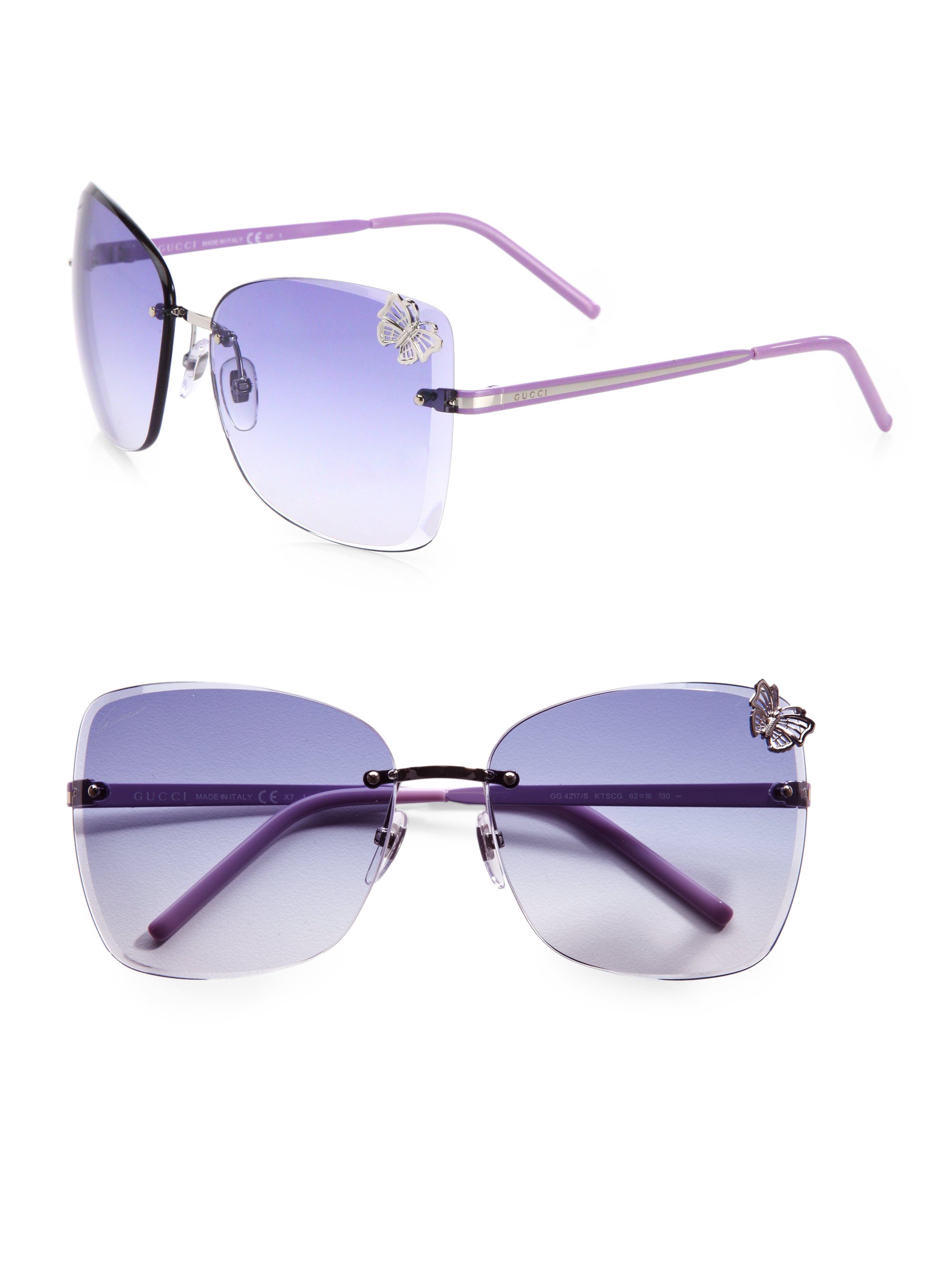 Gucci Rimless Butterfly Sunglasses in Blue for Men | Lyst