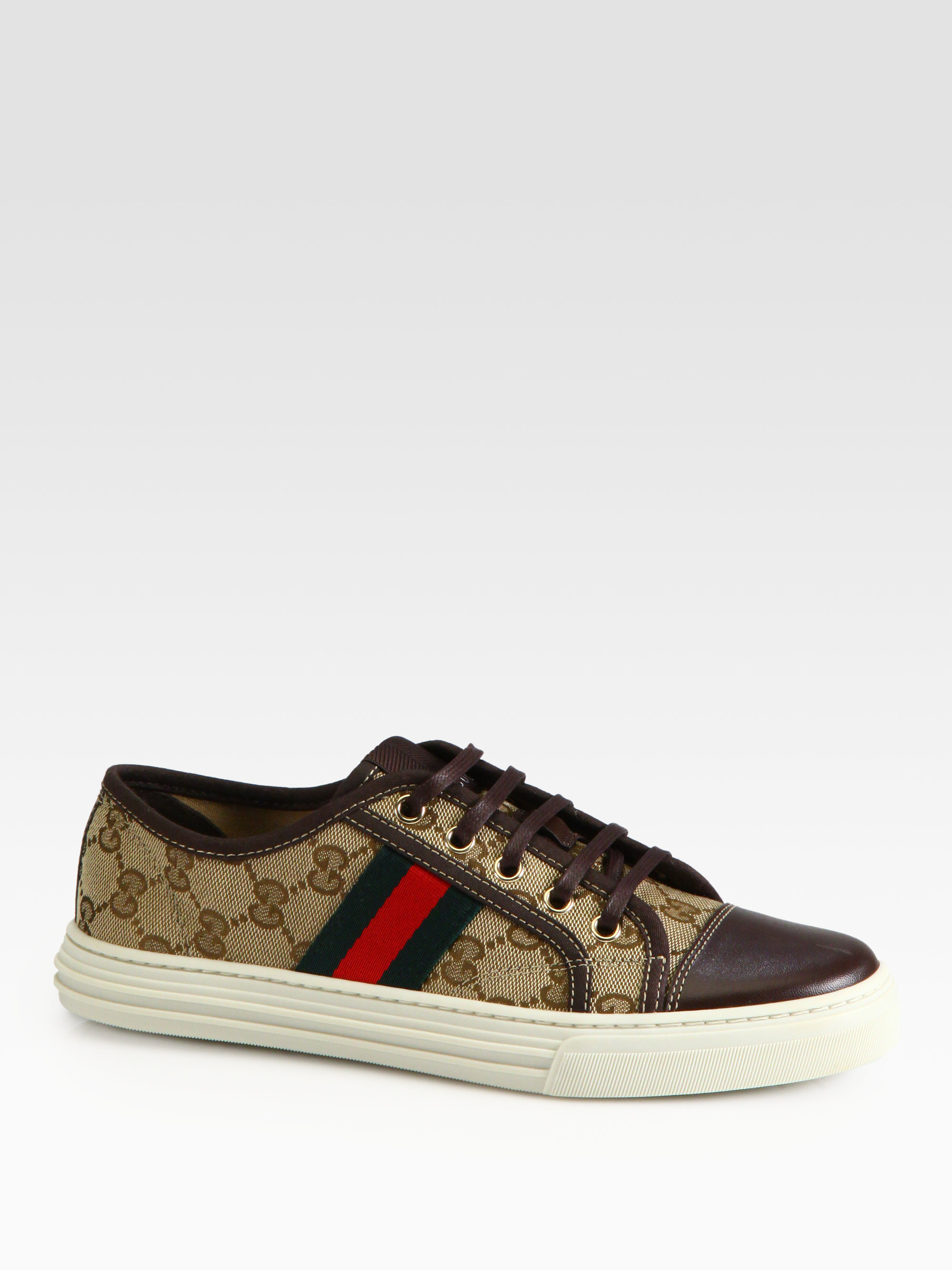 gucci leather and canvas sneaker