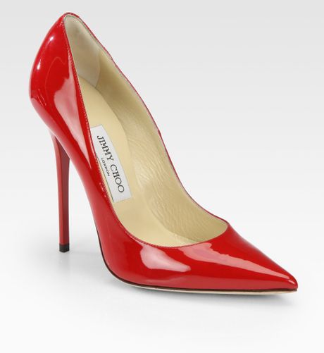 Jimmy Choo Anouk Patent Leather Point Toe Pumps in Red | Lyst