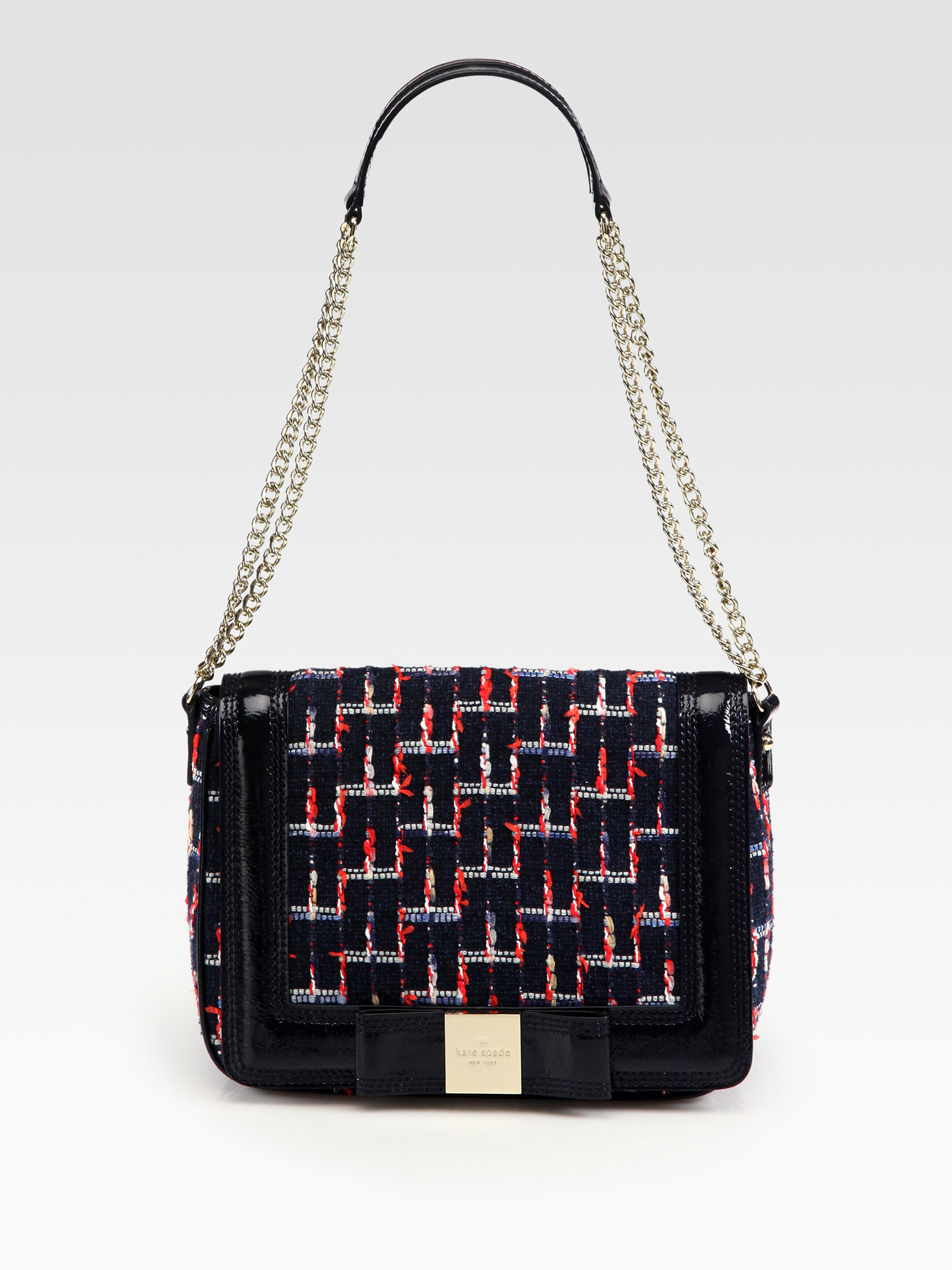 Kate Spade Kaelin Tweed Leather Shoulder Bag in Black Lyst