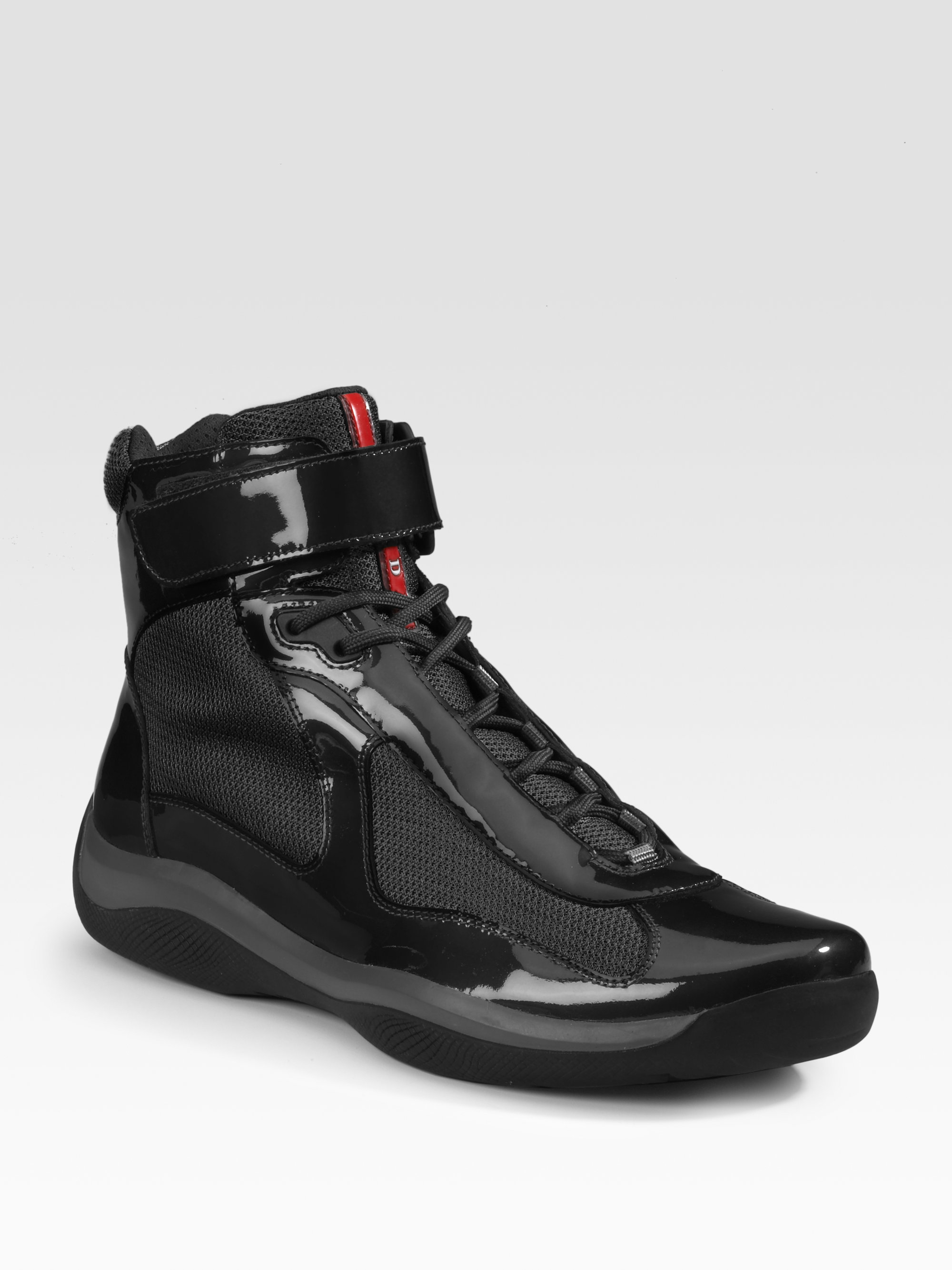 Prada Hightop Patent Sneakers in Red | Lyst