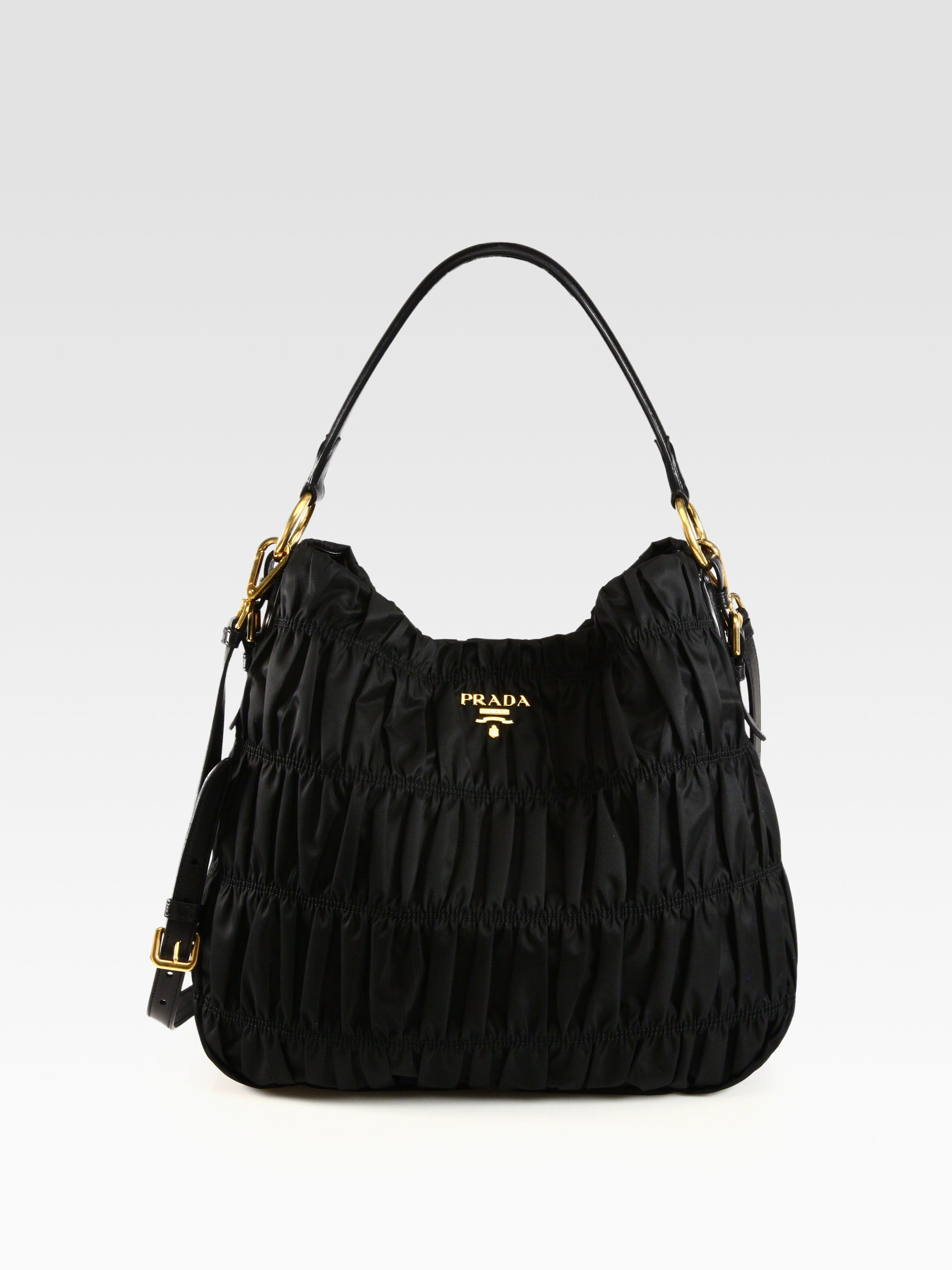 PRADA Tessuto Gaufre Black Nylon & Leather Tote Handbag