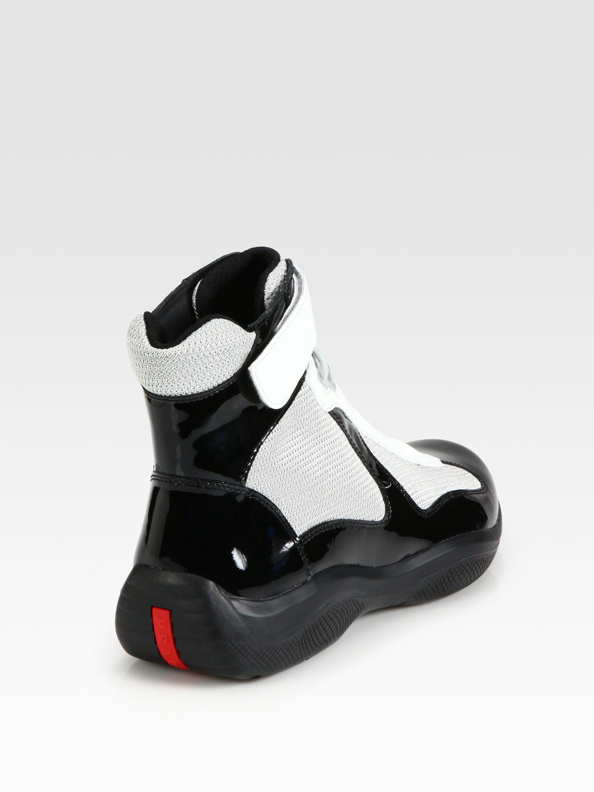 Prada Hightop Patent Sneakers in Black-White (White) - Lyst