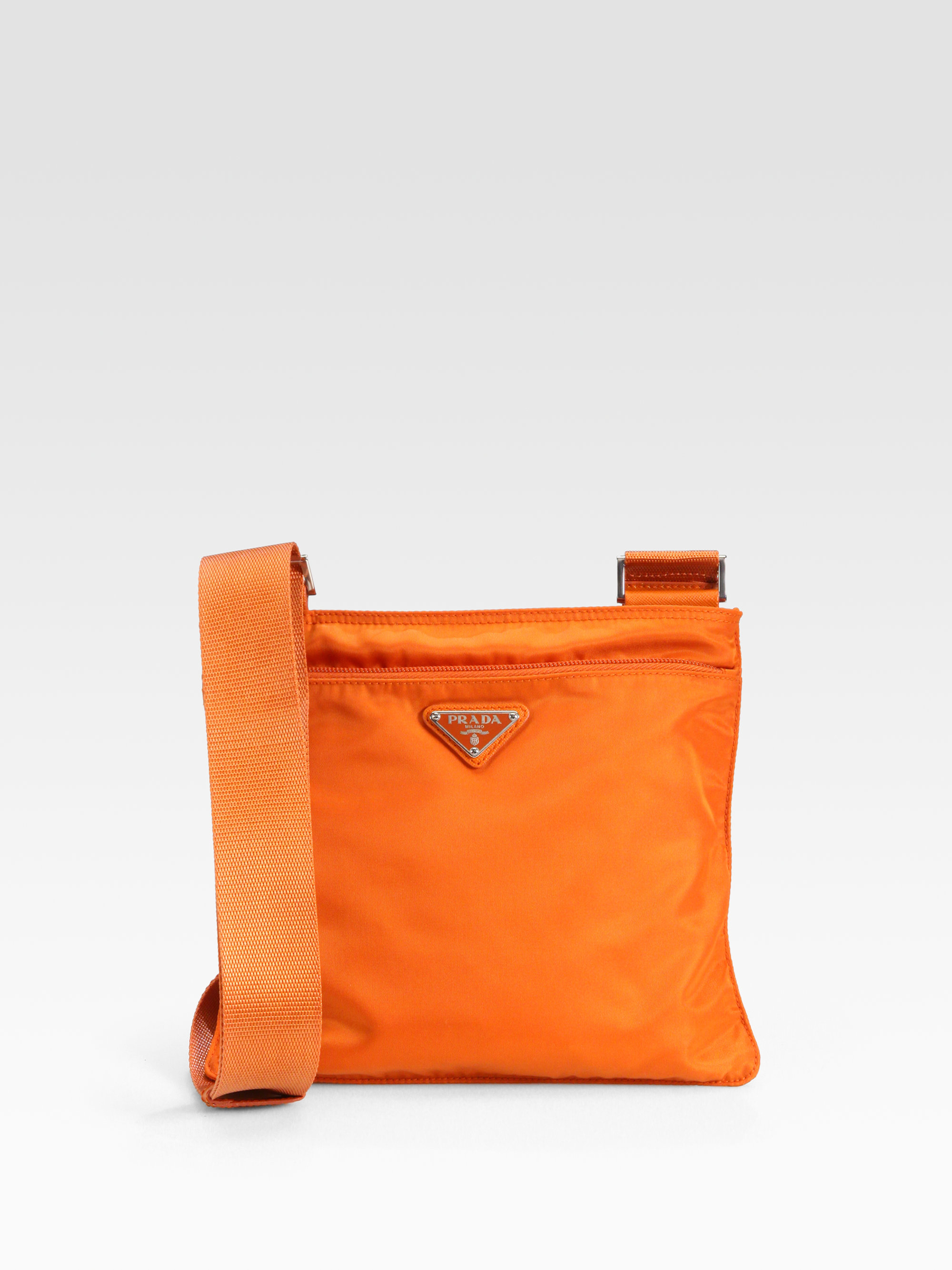 Prada Nylon Messenger Bag in Orange | Lyst