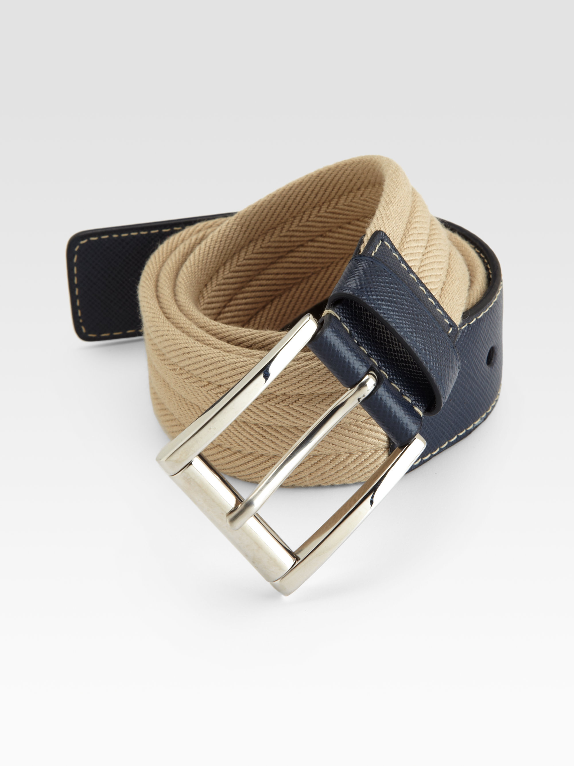 Prada Cintura Belt in Blue for Men (tan-blue) | Lyst  