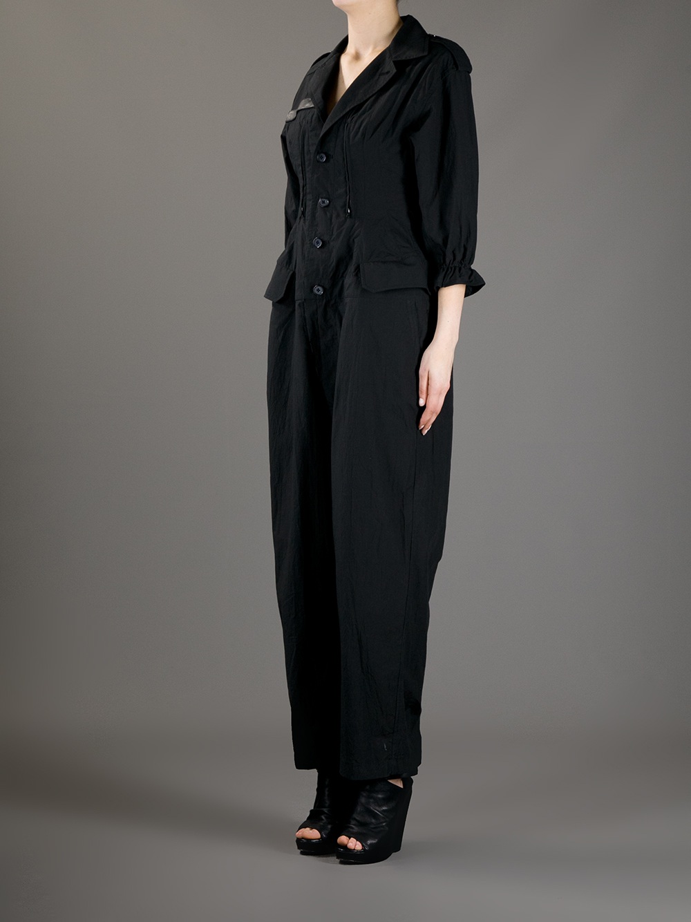 black buttoned jumpsuit