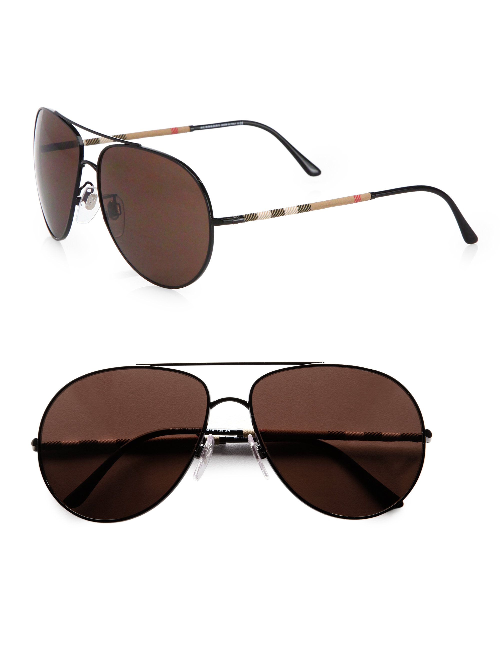 Burberry Metal Aviator Sunglasses in Black for Men | Lyst