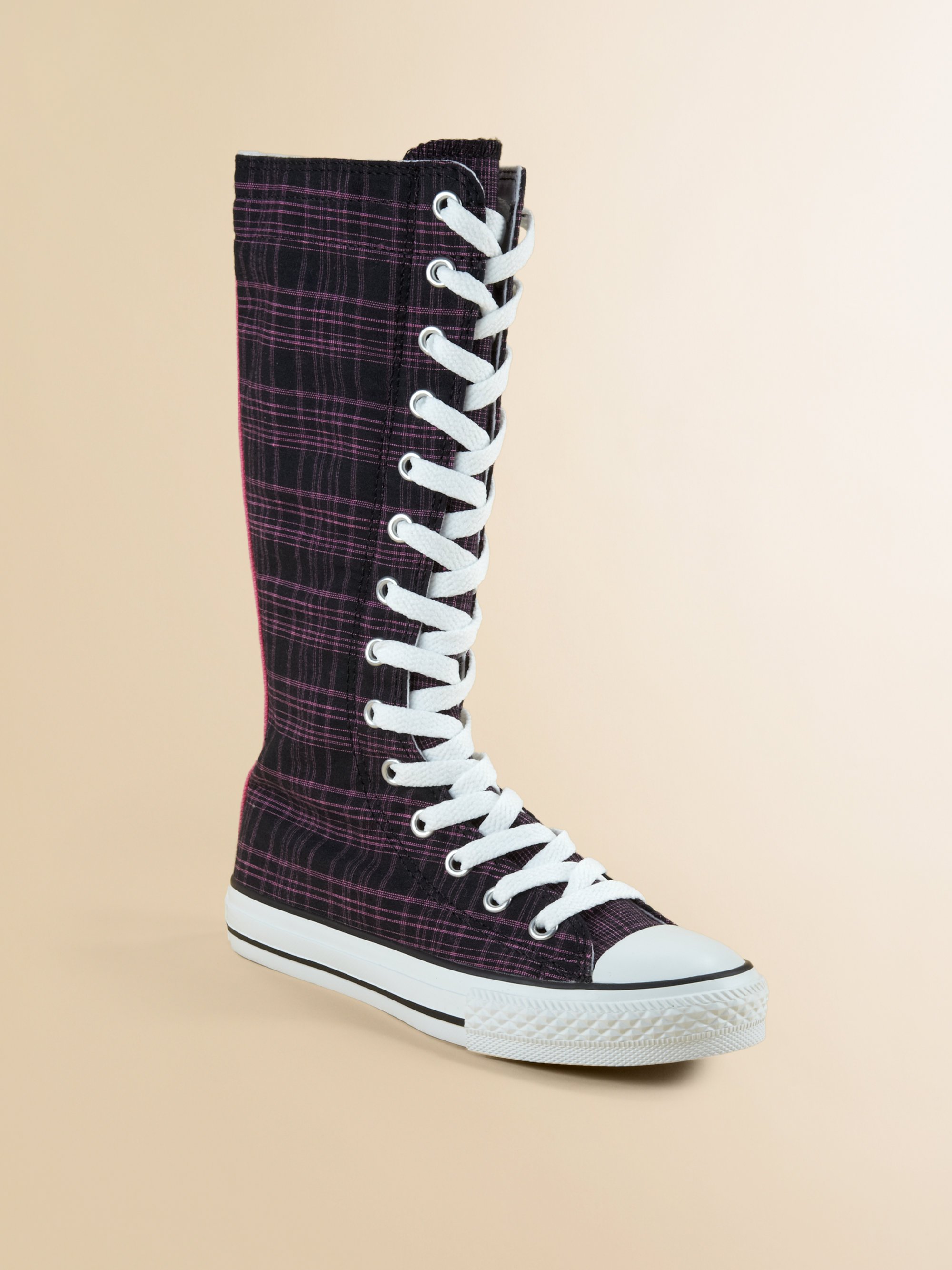 Converse Girls Chuck Taylor Allstar Plaid Xhi Sneakers in Black | Lyst