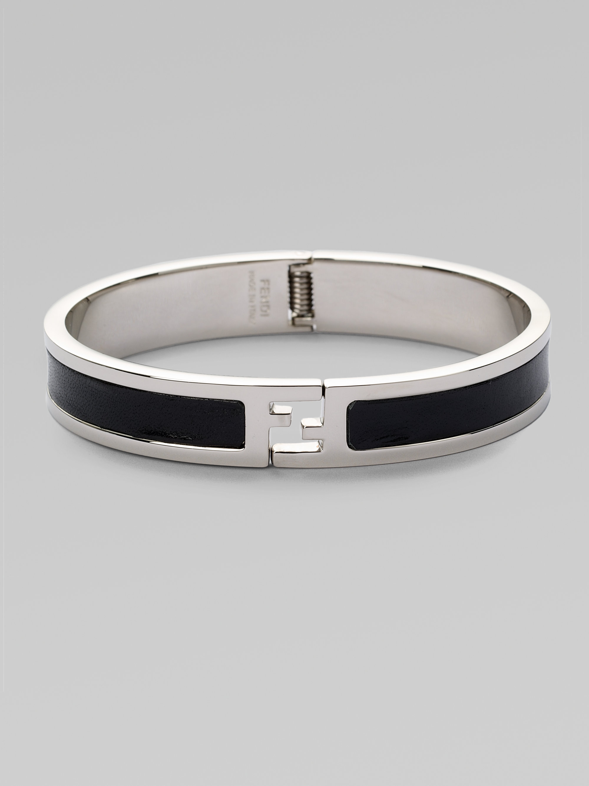 Fendi Metal and Leather Bracelet in 