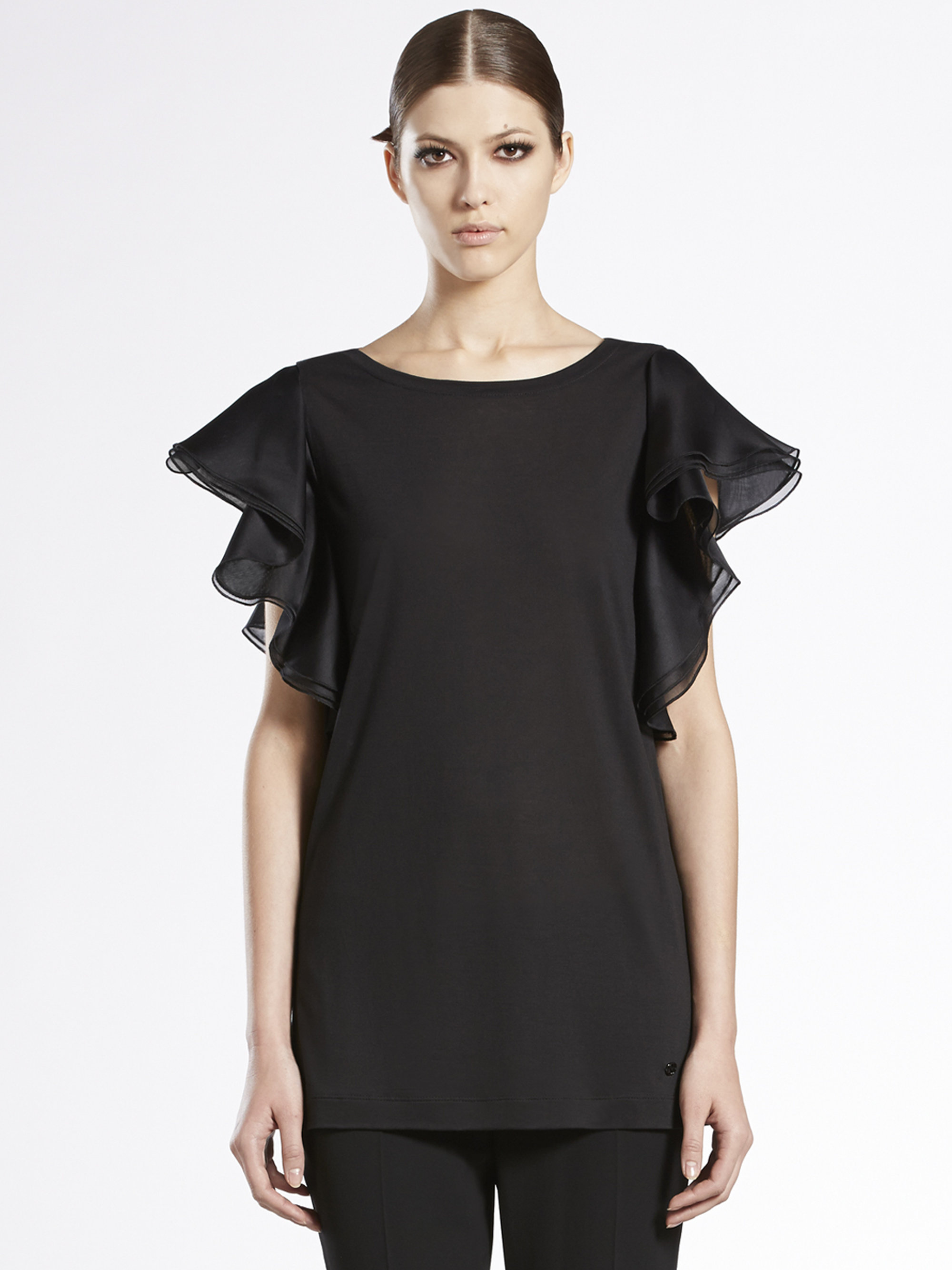 Gucci Flutter Sleeve Top in Black | Lyst