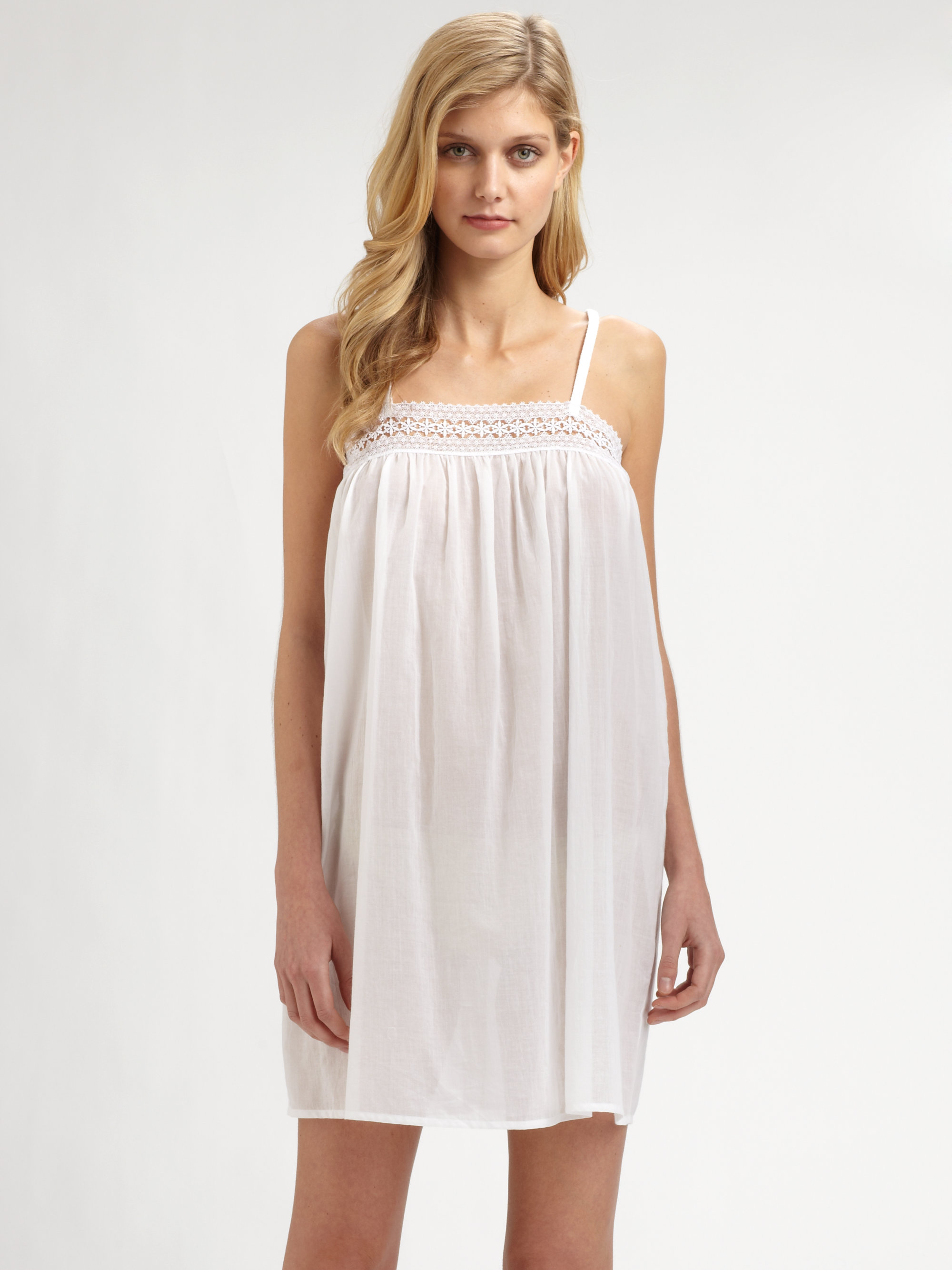 Hanro Mia Cotton Chemise in White Lyst