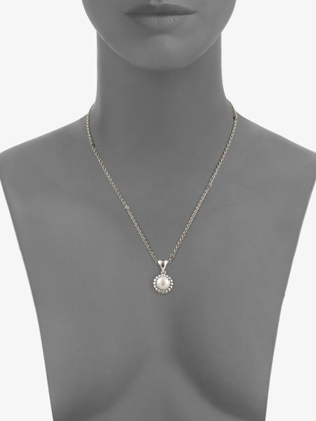 Lagos Pearl Sterling Silver Fluted Pendant Necklace in Silver (pearl ...