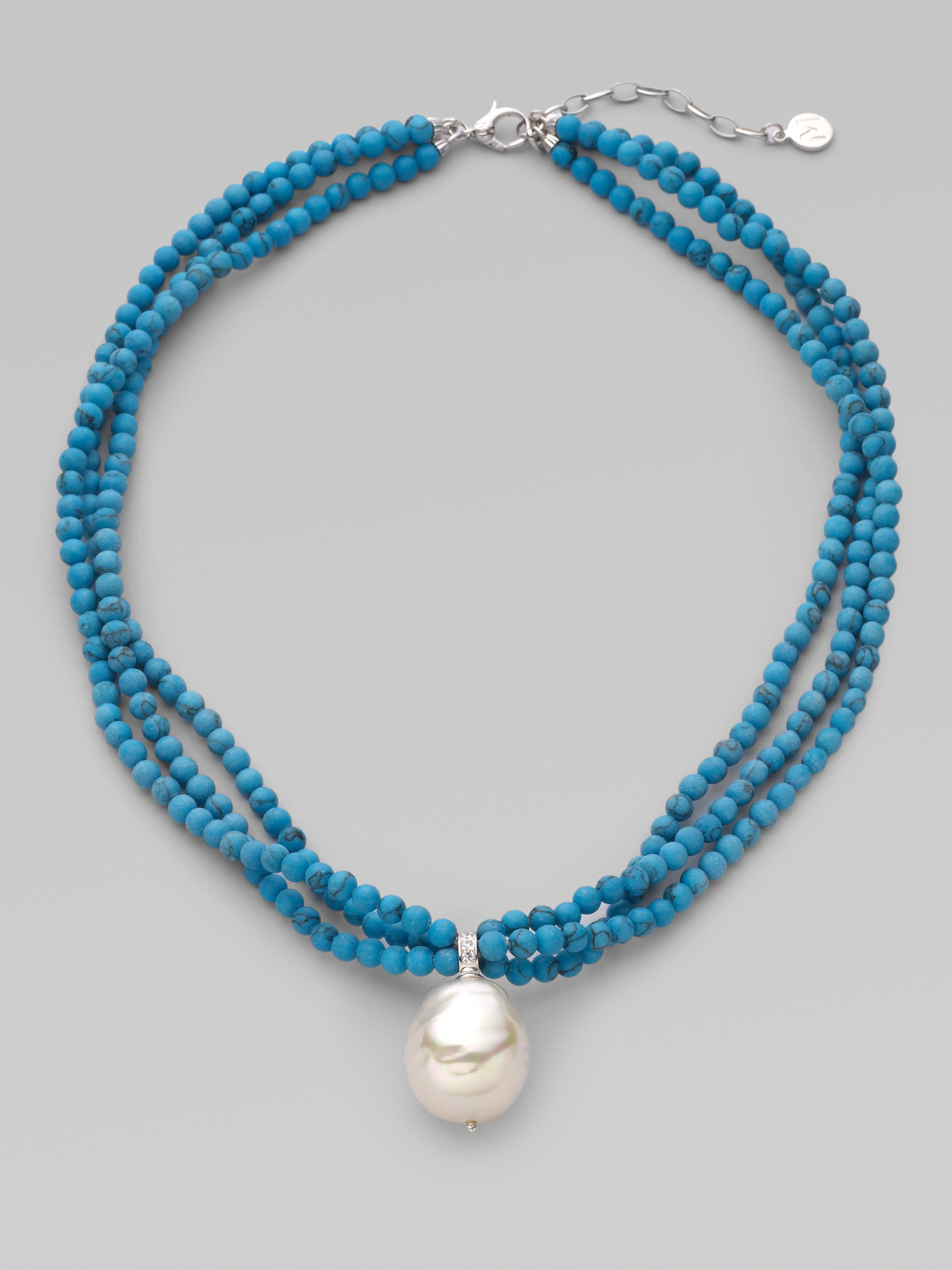 Majorica 22mm Baroque Pearl Beaded Necklace in Turquoise-Pearl (Blue