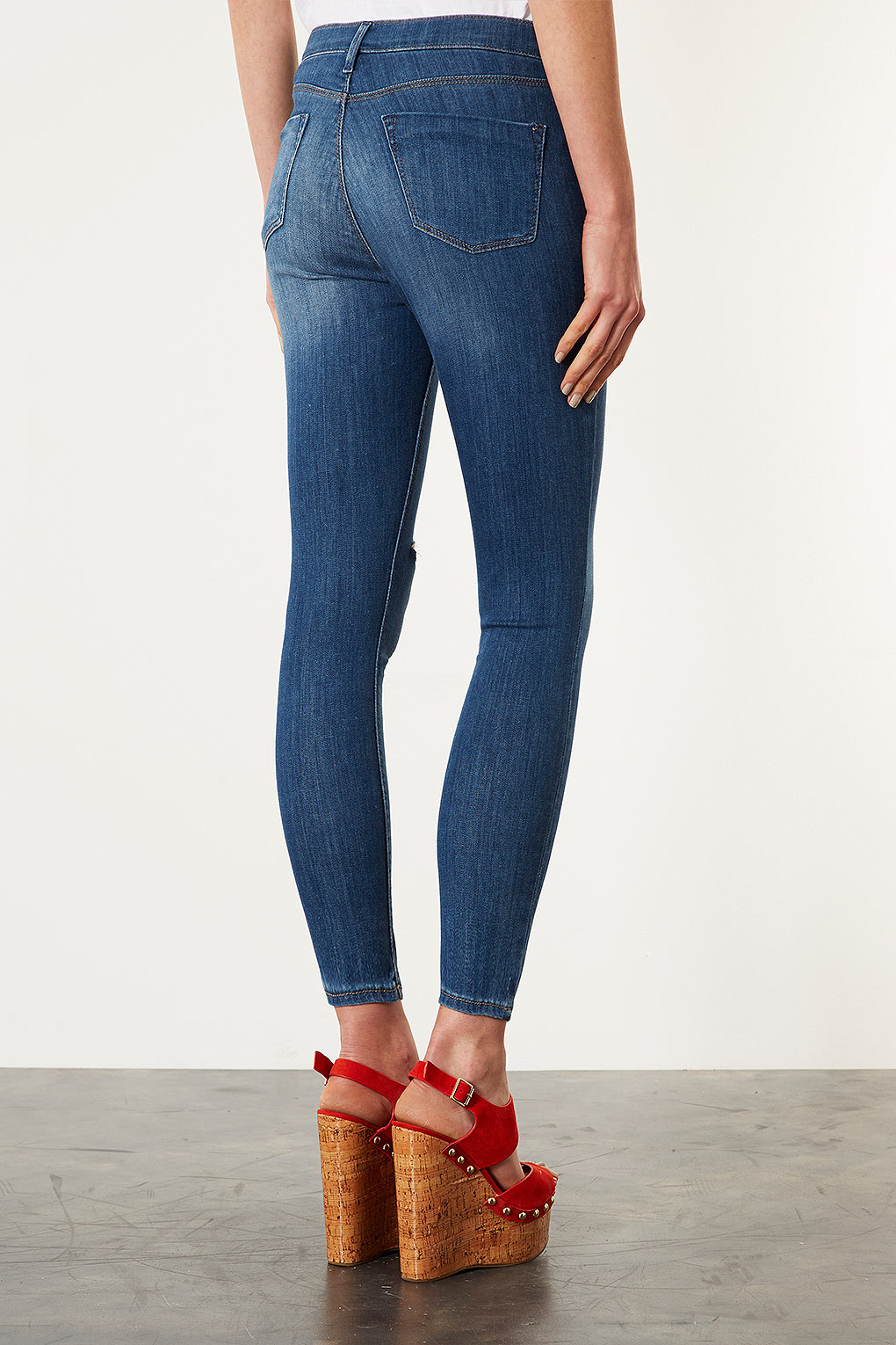 Lyst - Topshop Blue Ripped Knee Skinny Jeans in Blue