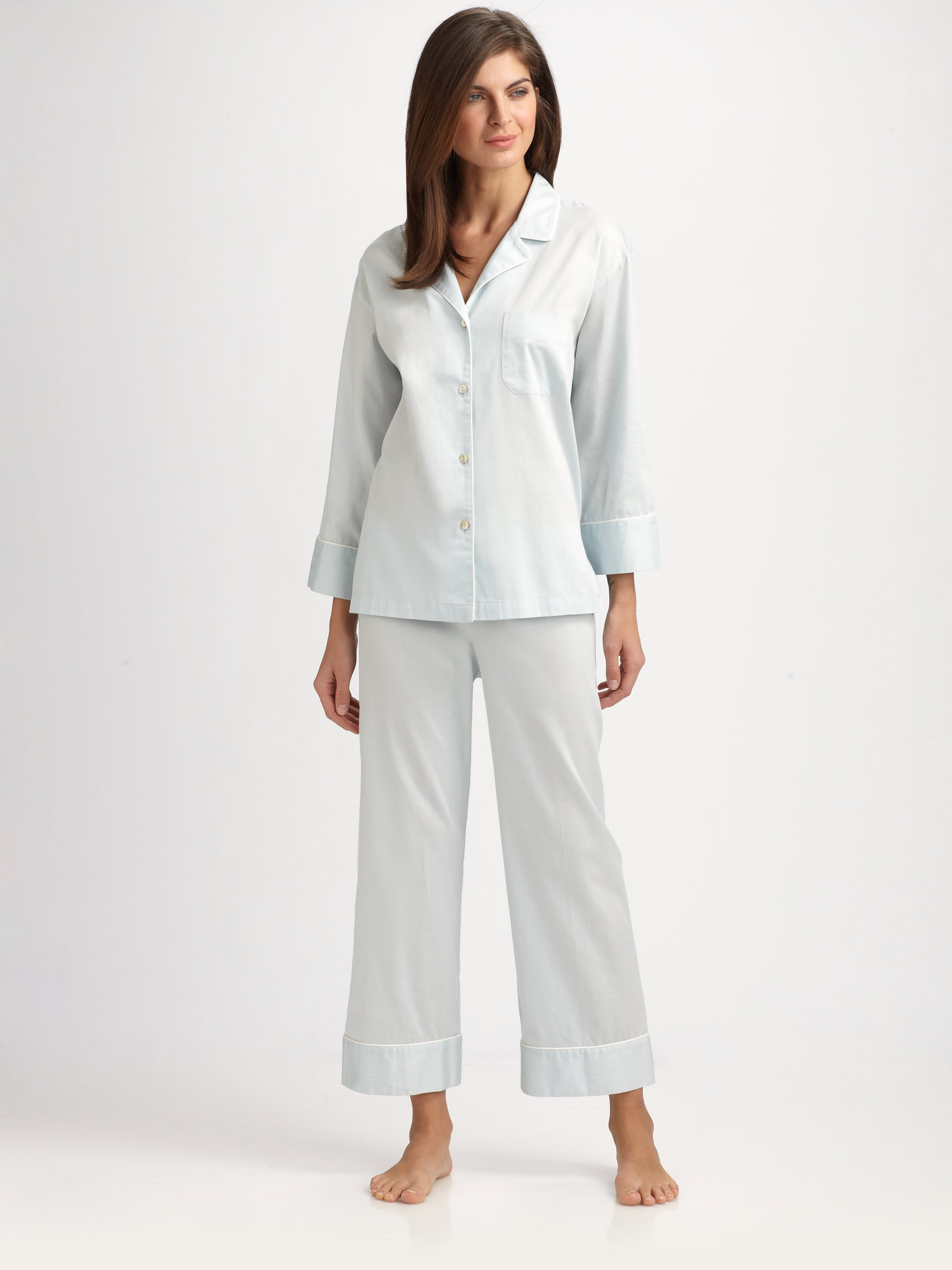 Natori Essence Cotton Pajamas in Blue Lyst