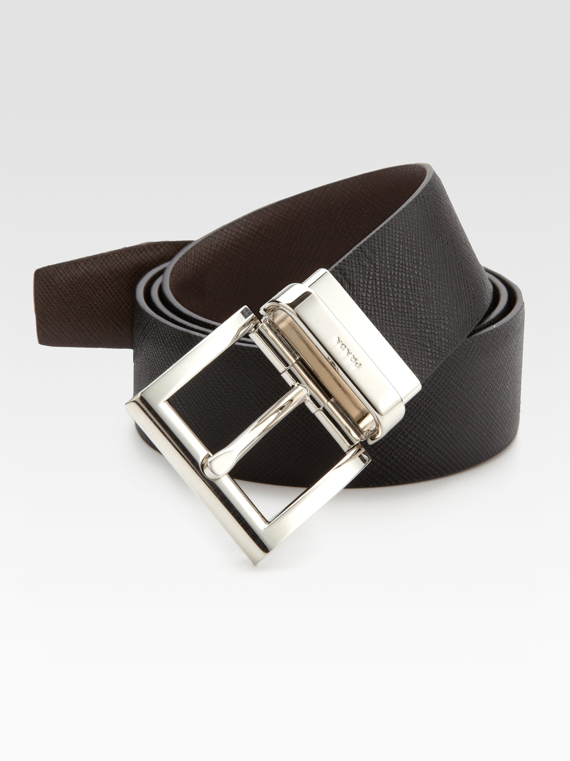 Prada Saffiano Reversible Belt in Black for Men (black-brown) | Lyst  