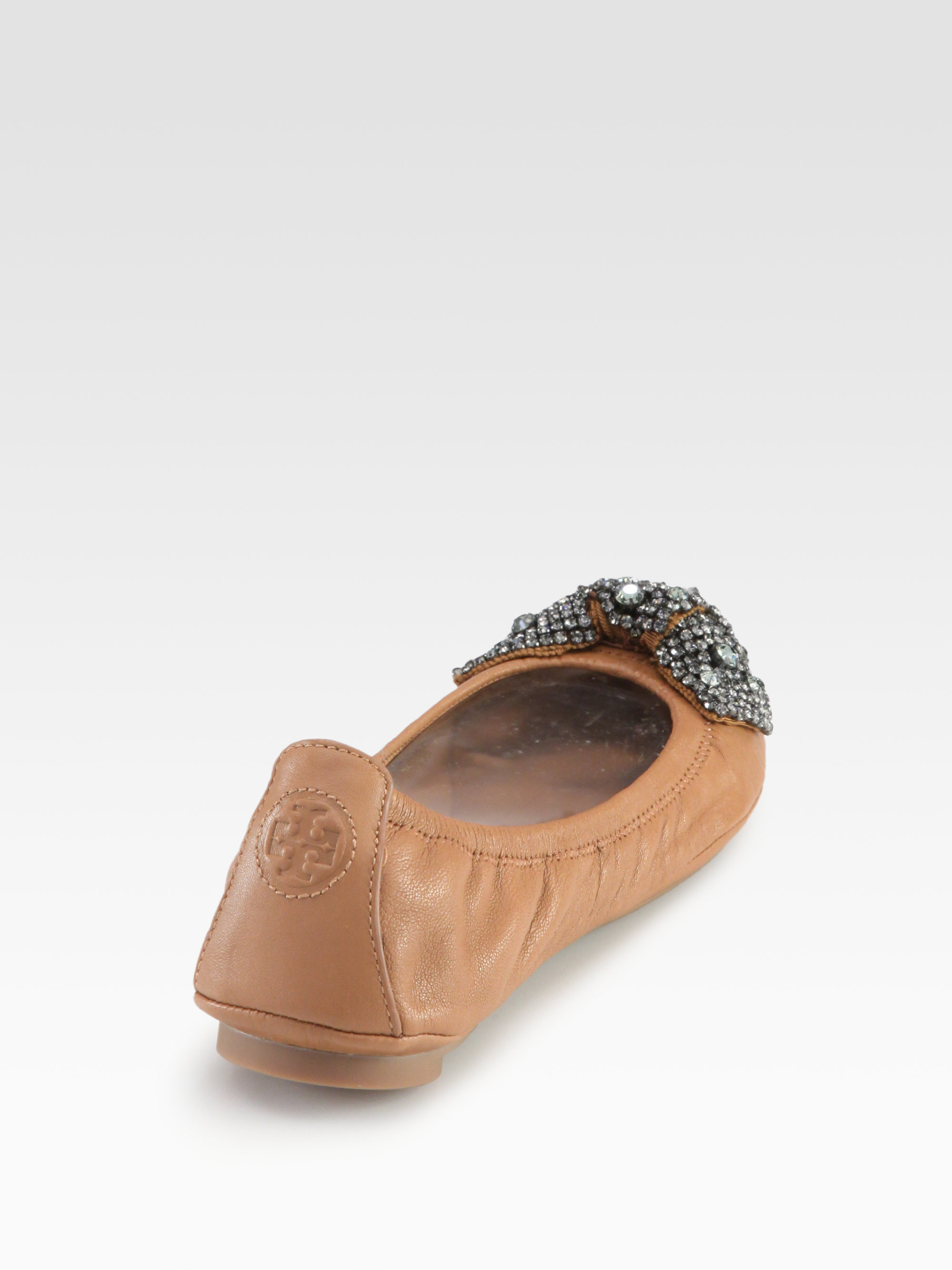tory burch eddie ballet flat with crystal bow