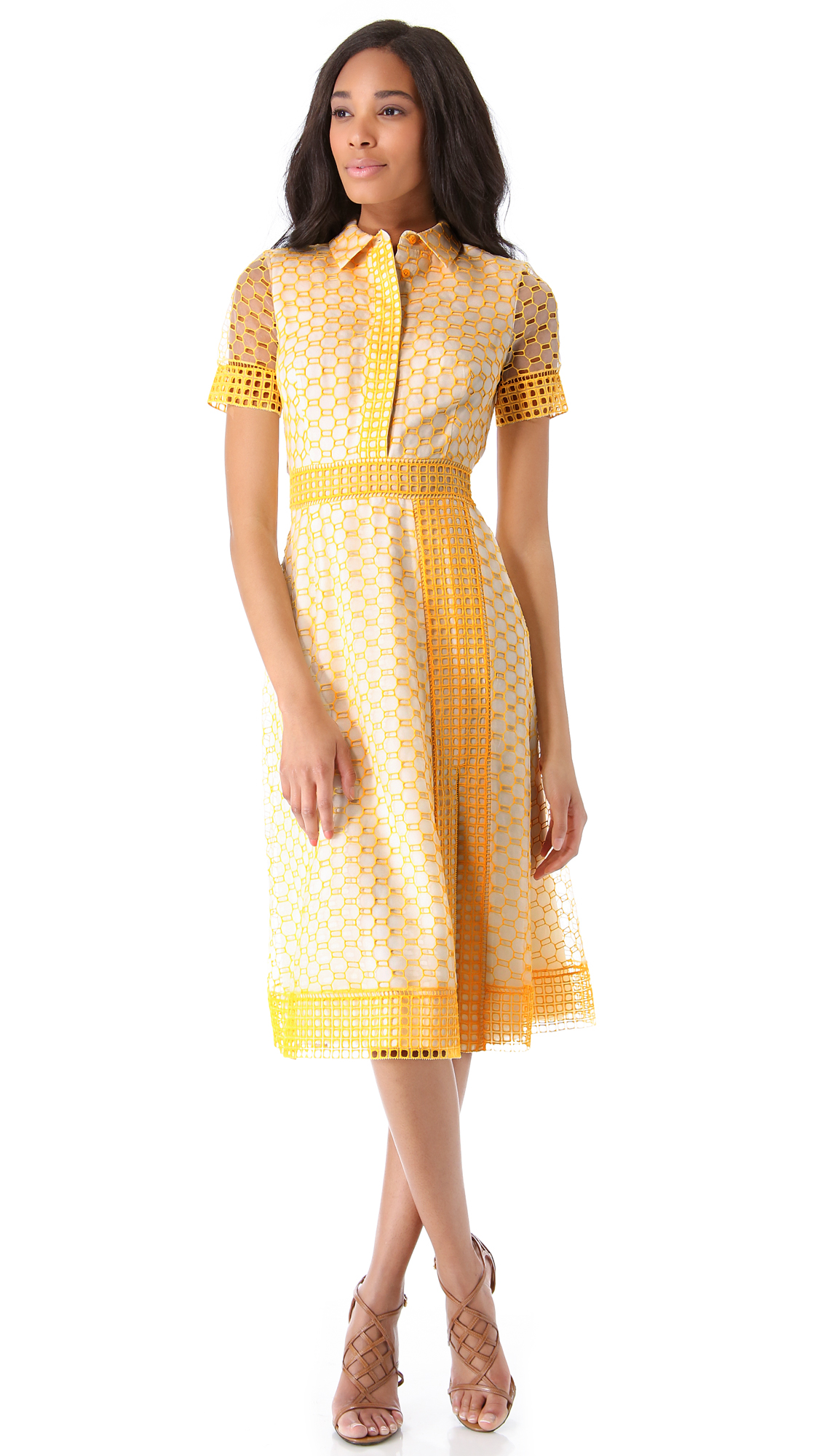 Tory burch yellow dress cheap