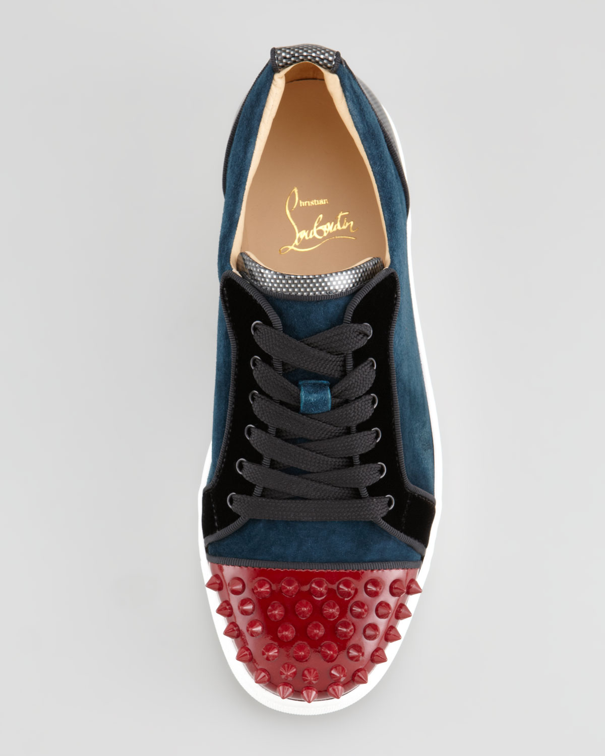 christian louis vuitton red bottom shoes - Christian louboutin Louis Junior Spikes Low-top Sneaker in Blue ...