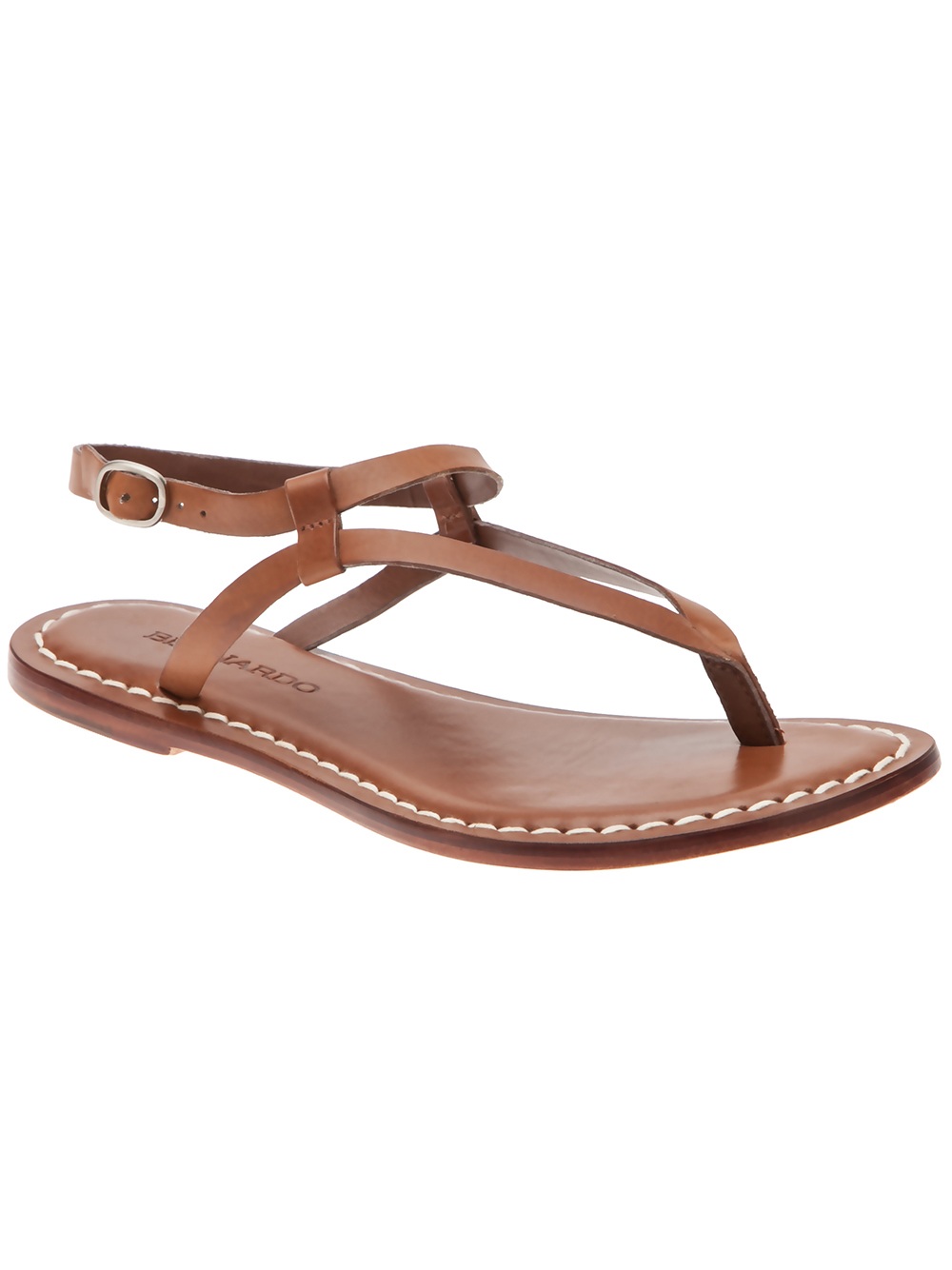 Bernardo Thong Strap Flat Sandal in Brown | Lyst