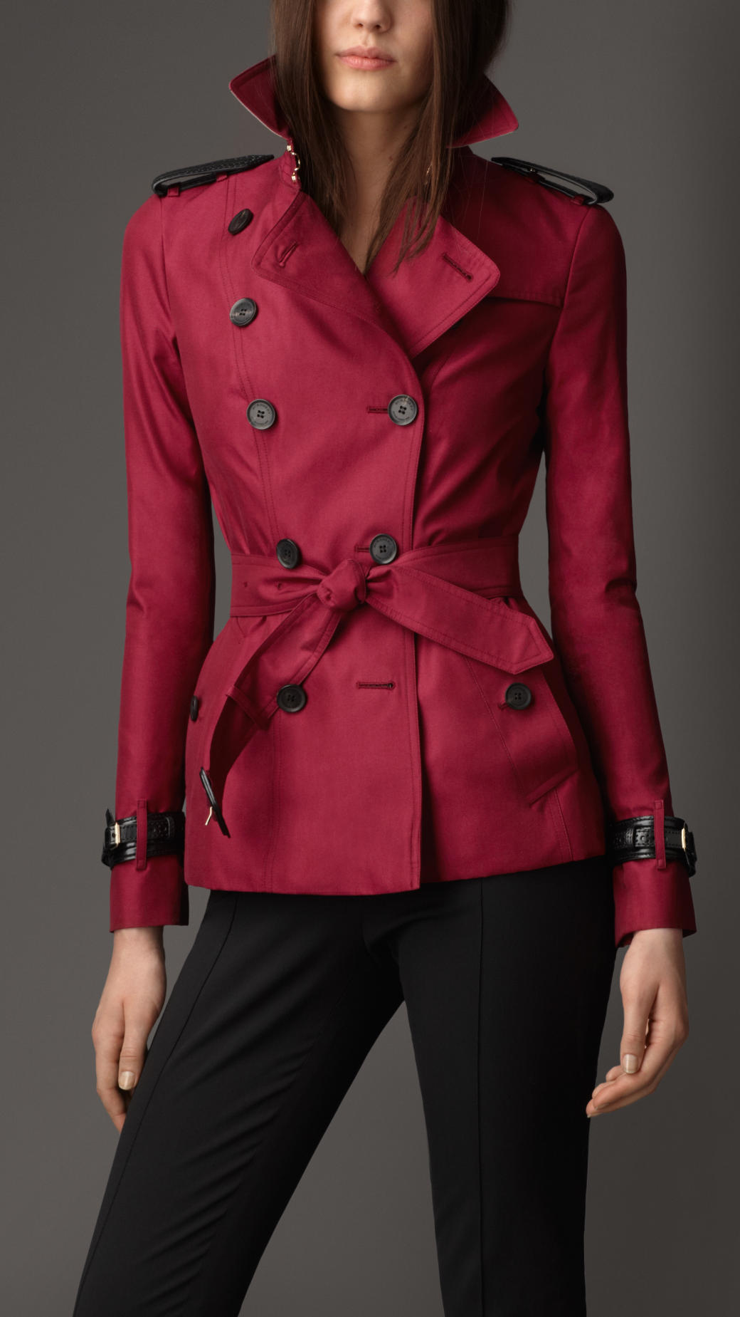 Lyst Burberry Laminated Leather Trench Coat In Red | Images and Photos ...