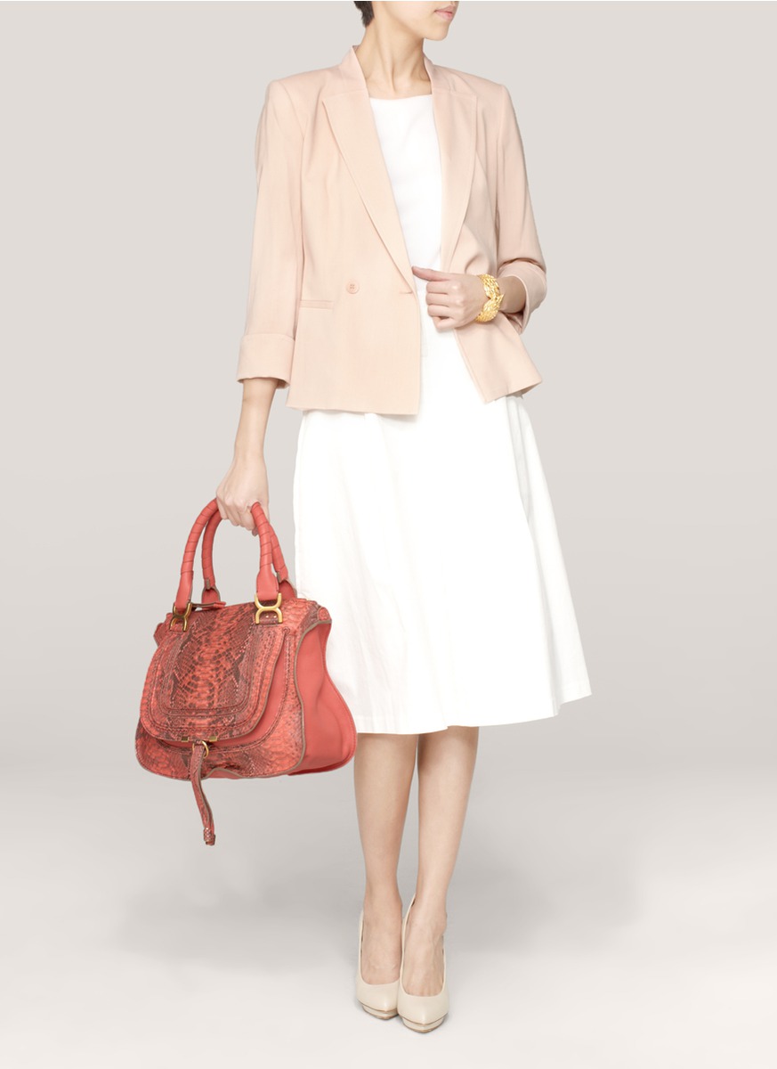Chlo Marcie Large Python Shoulder Bag in Pink (Pink,Animal Print ...  