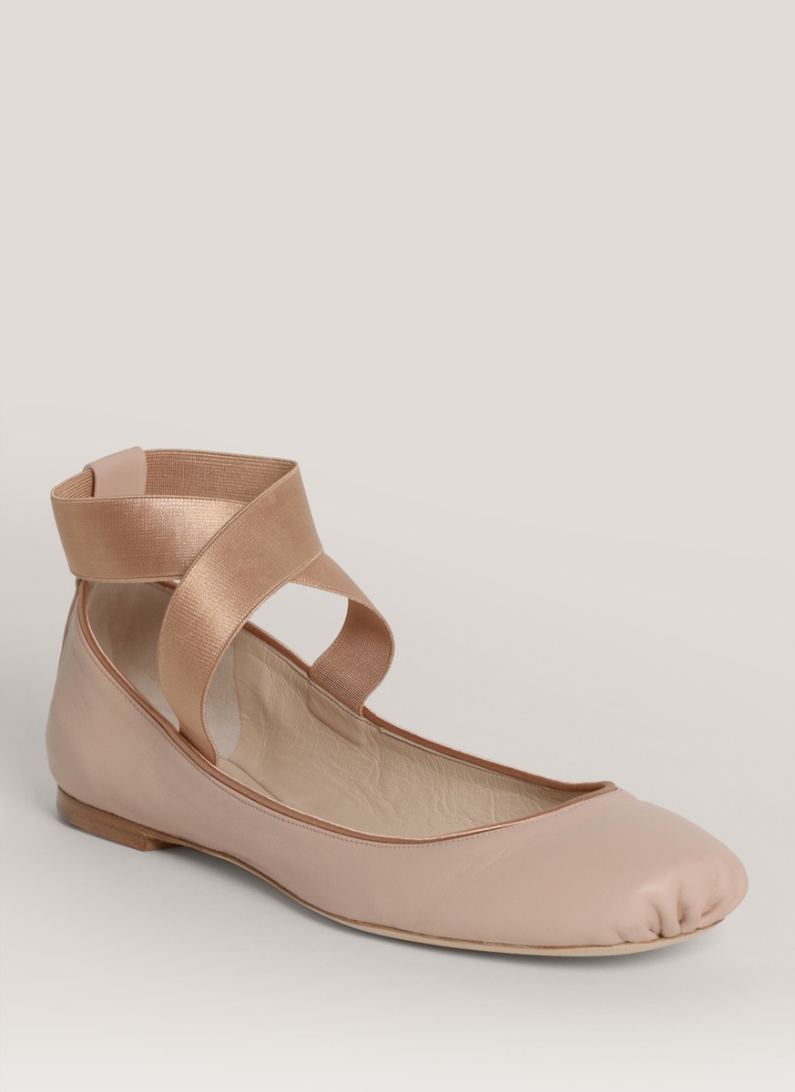 Chloé Strap Leather Ballerina Flats in Natural | Lyst