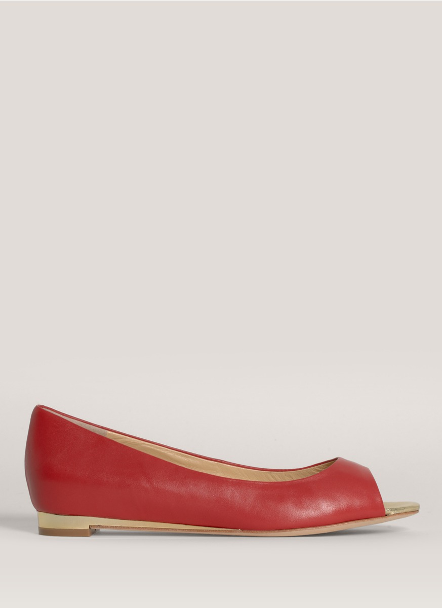 Cole Haan Astoria Peep-toe Ballerina Flats in Red | Lyst