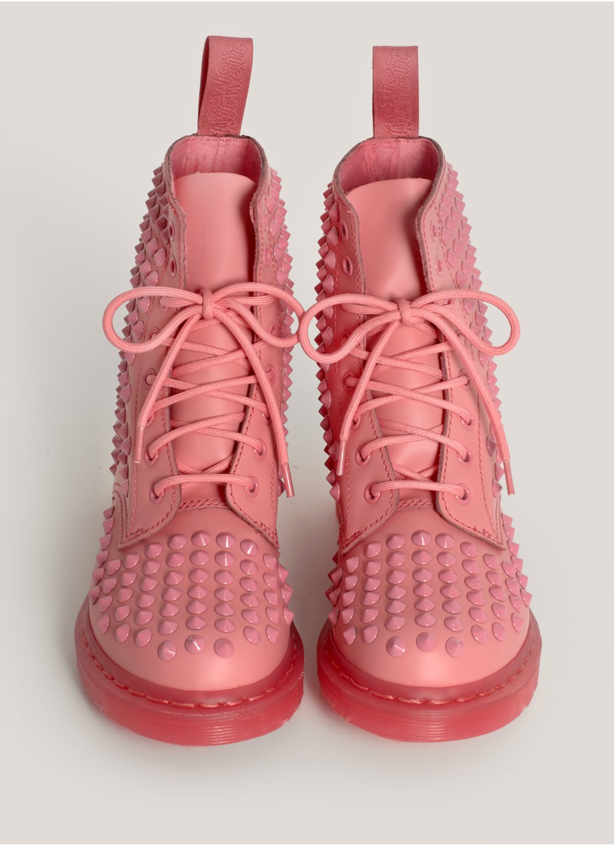 Dr. Martens Spike Studded Lace-up Boots in Pink | Lyst