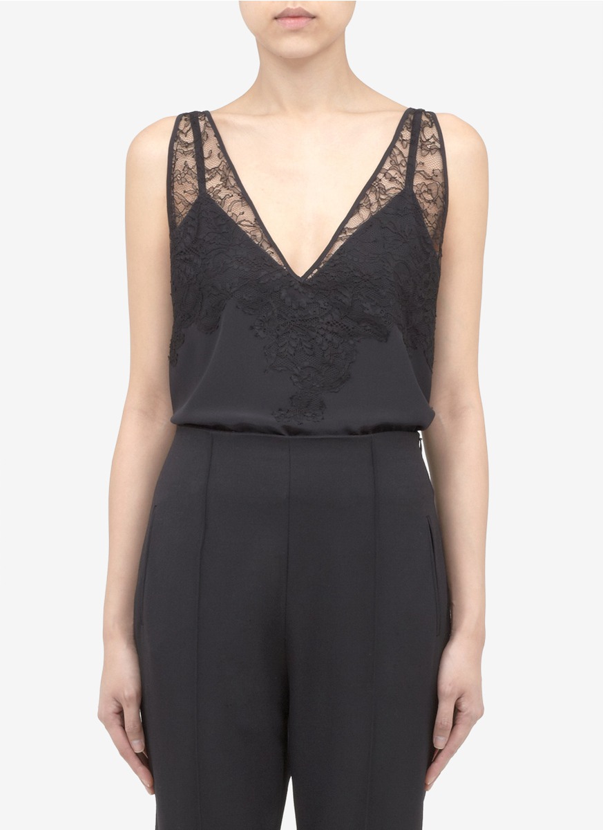 Lyst - Givenchy Lace-panel Silk Tank Top in Black